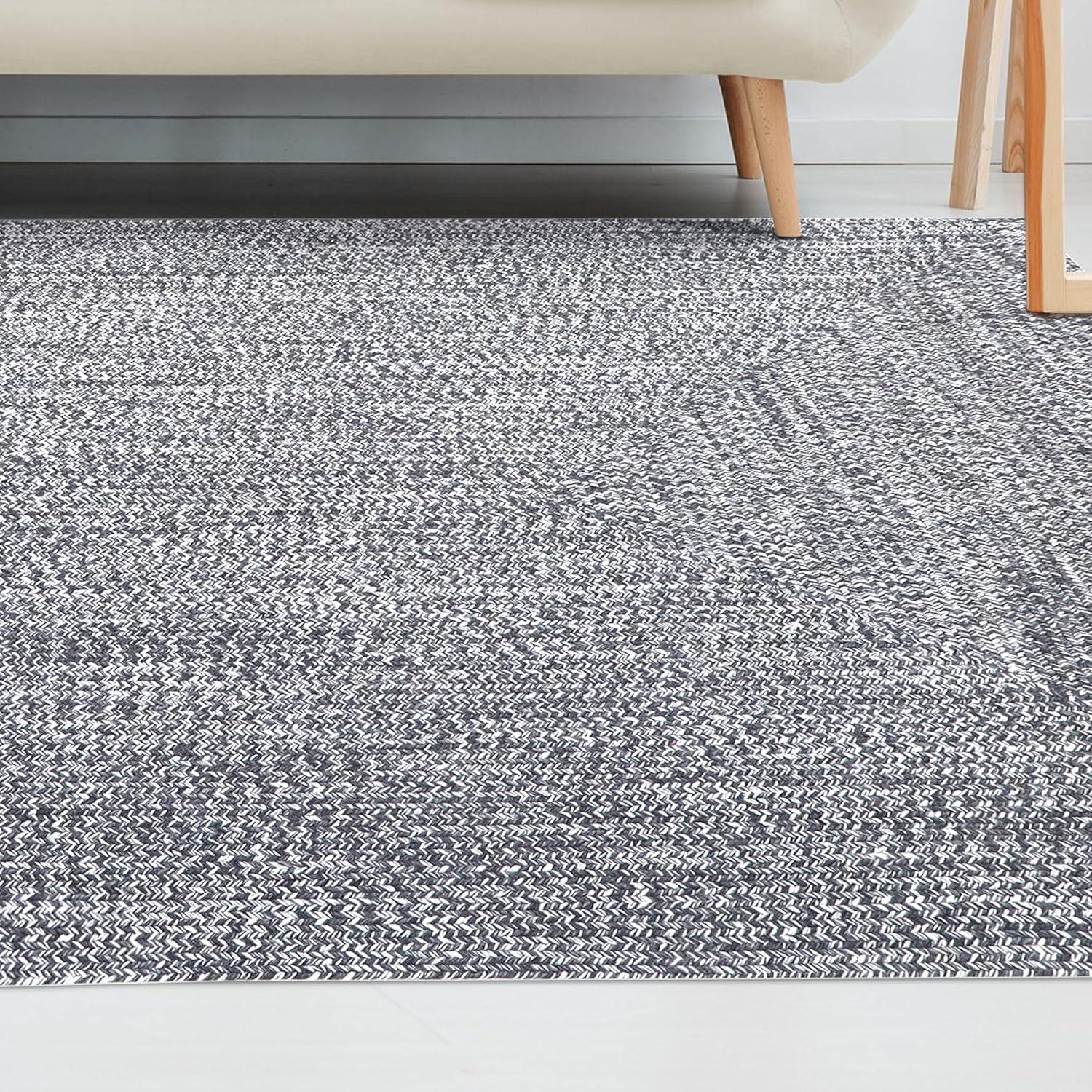 imageSuperior IndoorOutdoor Area Rug DualTone Reversible Braided Floor Decor for Patio Front Porch Entryway Living Room Office Nursery Artistic Home 5 x 8 Fog GreenWhiteCharcoalwhite