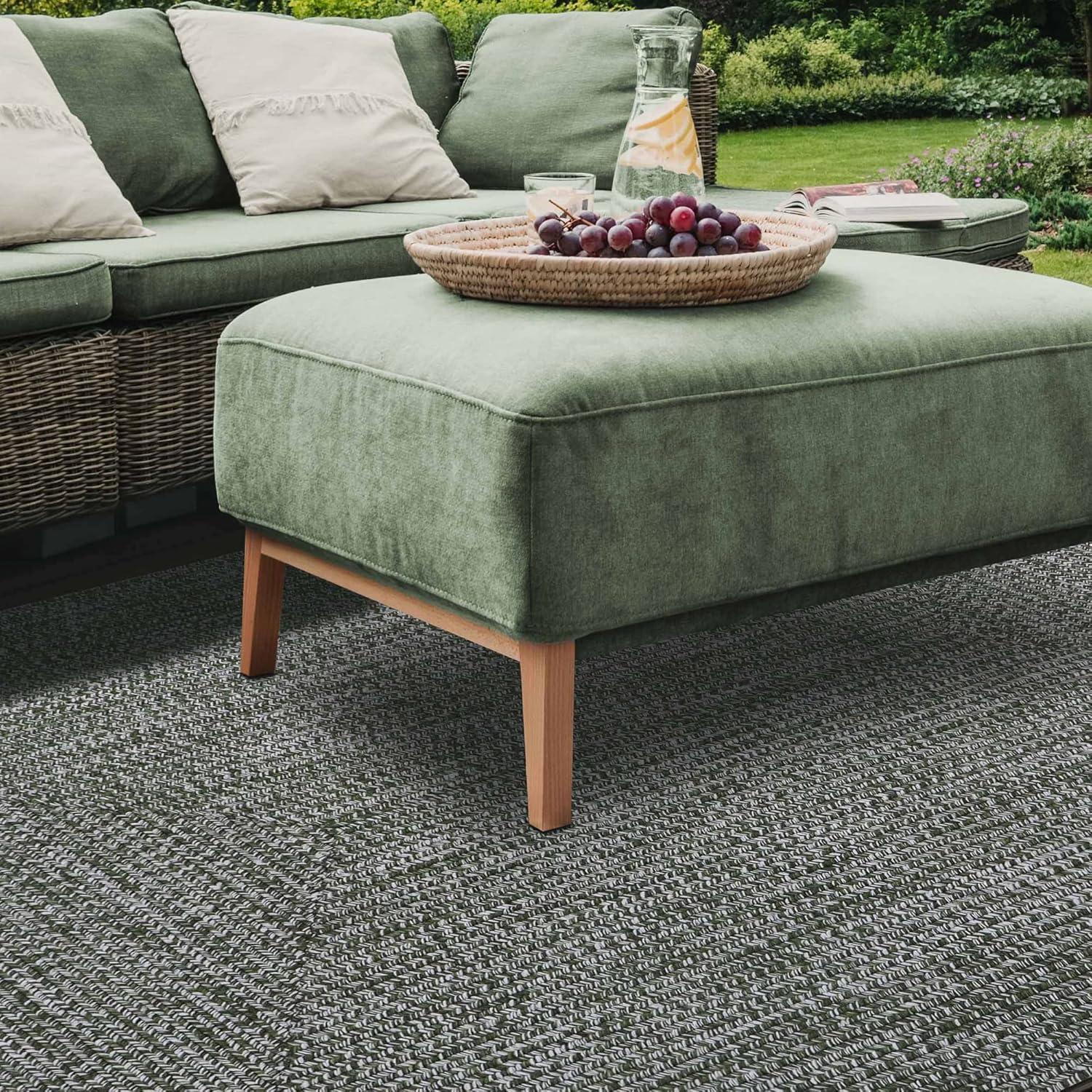 imageSuperior IndoorOutdoor Area Rug DualTone Reversible Braided Floor Decor for Patio Front Porch Entryway Living Room Office Nursery Artistic Home 5 x 8 Fog GreenWhiteGreenwhite