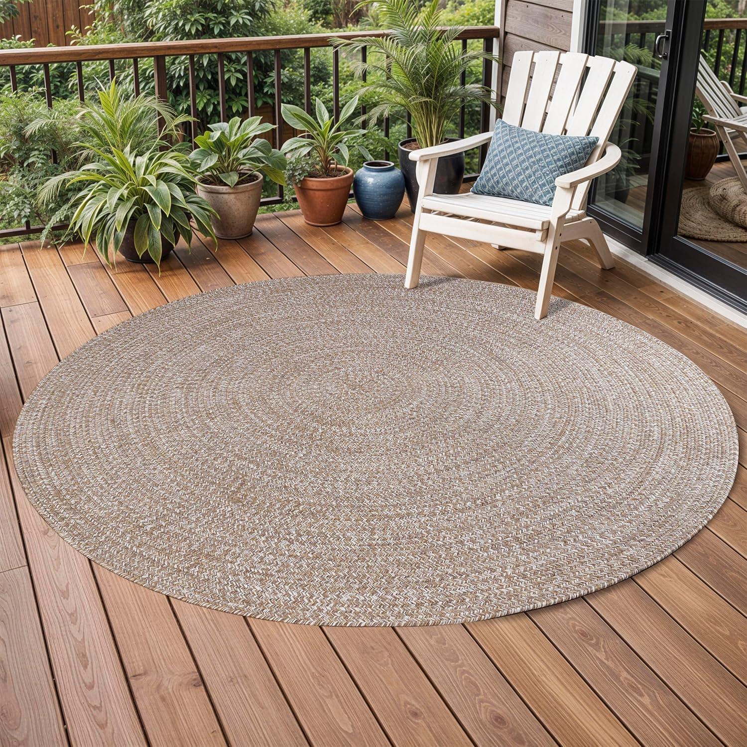 imageSuperior IndoorOutdoor Area Rug DualTone Reversible Braided Floor Decor for Patio Front Porch Entryway Living Room Office Nursery Artistic Home 5 x 8 Fog GreenWhiteLattewhite