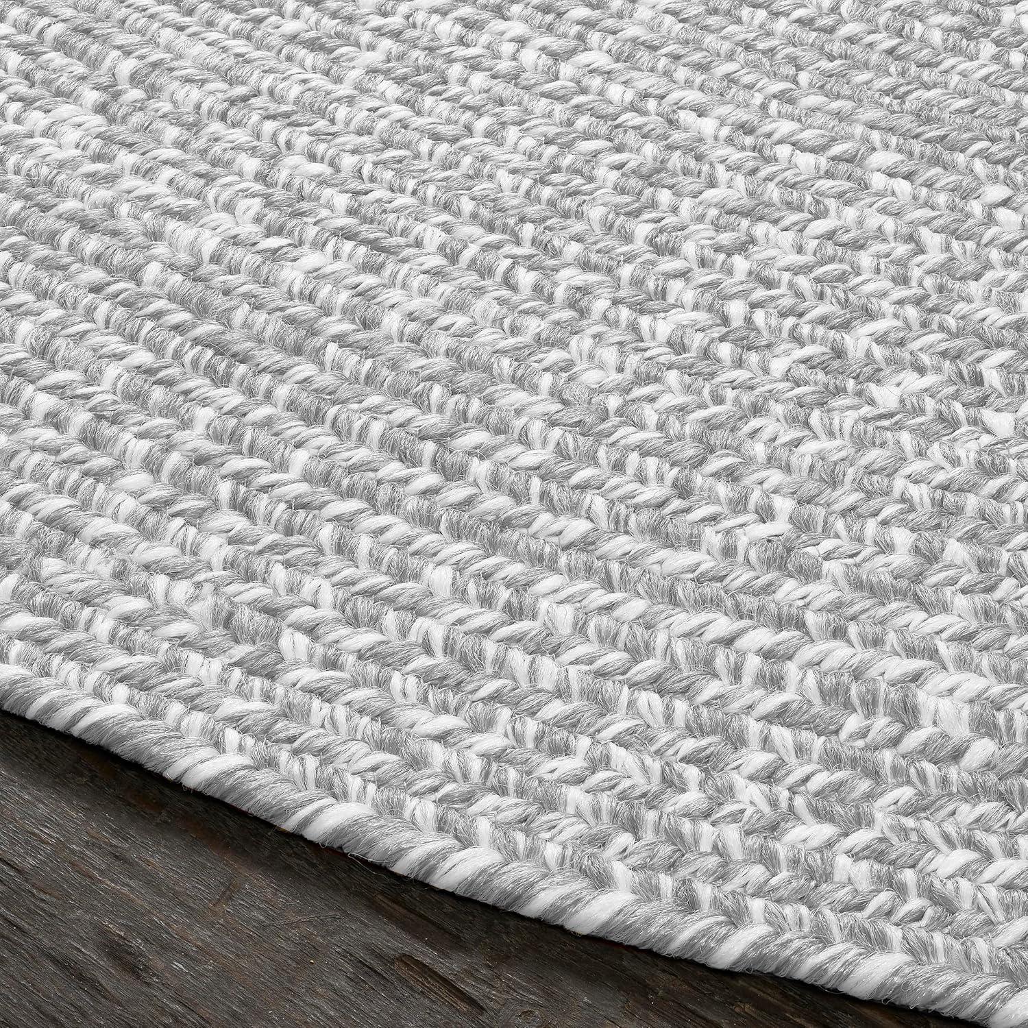 imageSuperior IndoorOutdoor Area Rug DualTone Reversible Braided Floor Decor for Patio Front Porch Entryway Living Room Office Nursery Artistic Home 5 x 8 Fog GreenWhiteSlatewhite