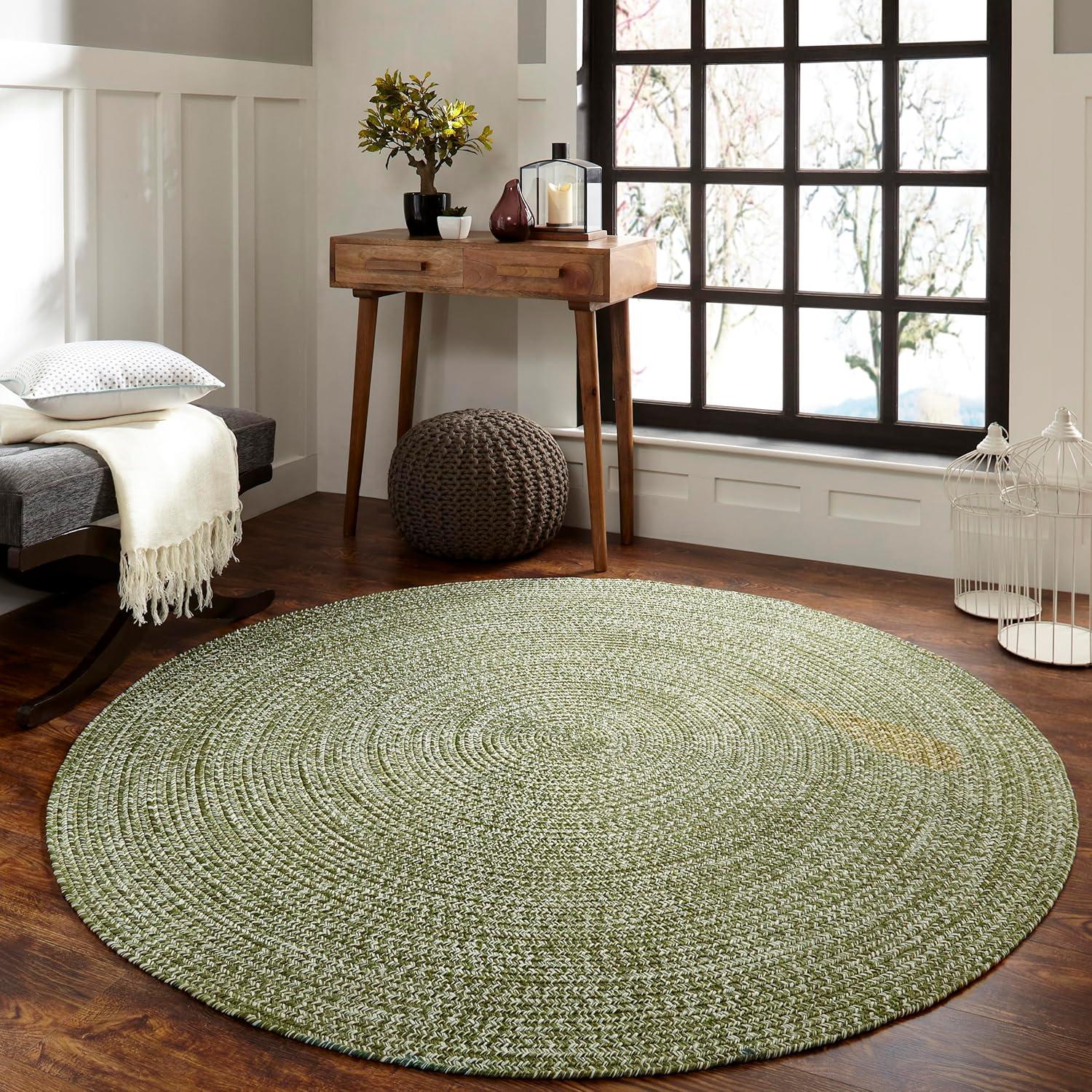 imageSuperior IndoorOutdoor Area Rug DualTone Reversible Braided Floor Decor for Patio Front Porch Entryway Living Room Office Nursery Artistic Home 5 x 8 Fog GreenWhiteGreenwhite