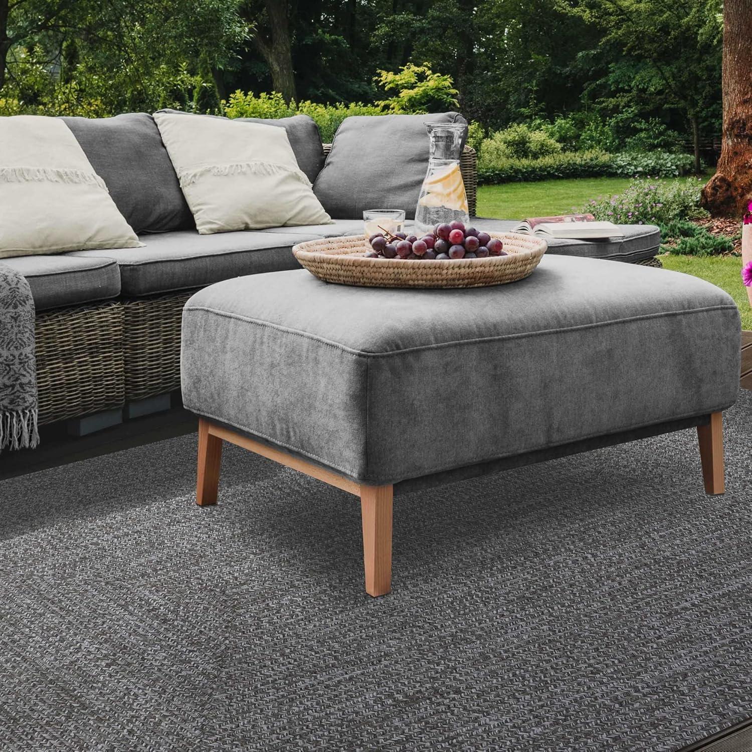 imageSuperior IndoorOutdoor Area Rug DualTone Reversible Braided Floor Decor for Patio Front Porch Entryway Living Room Office Nursery Artistic Home 5 x 8 Fog GreenWhiteCanvaswhite