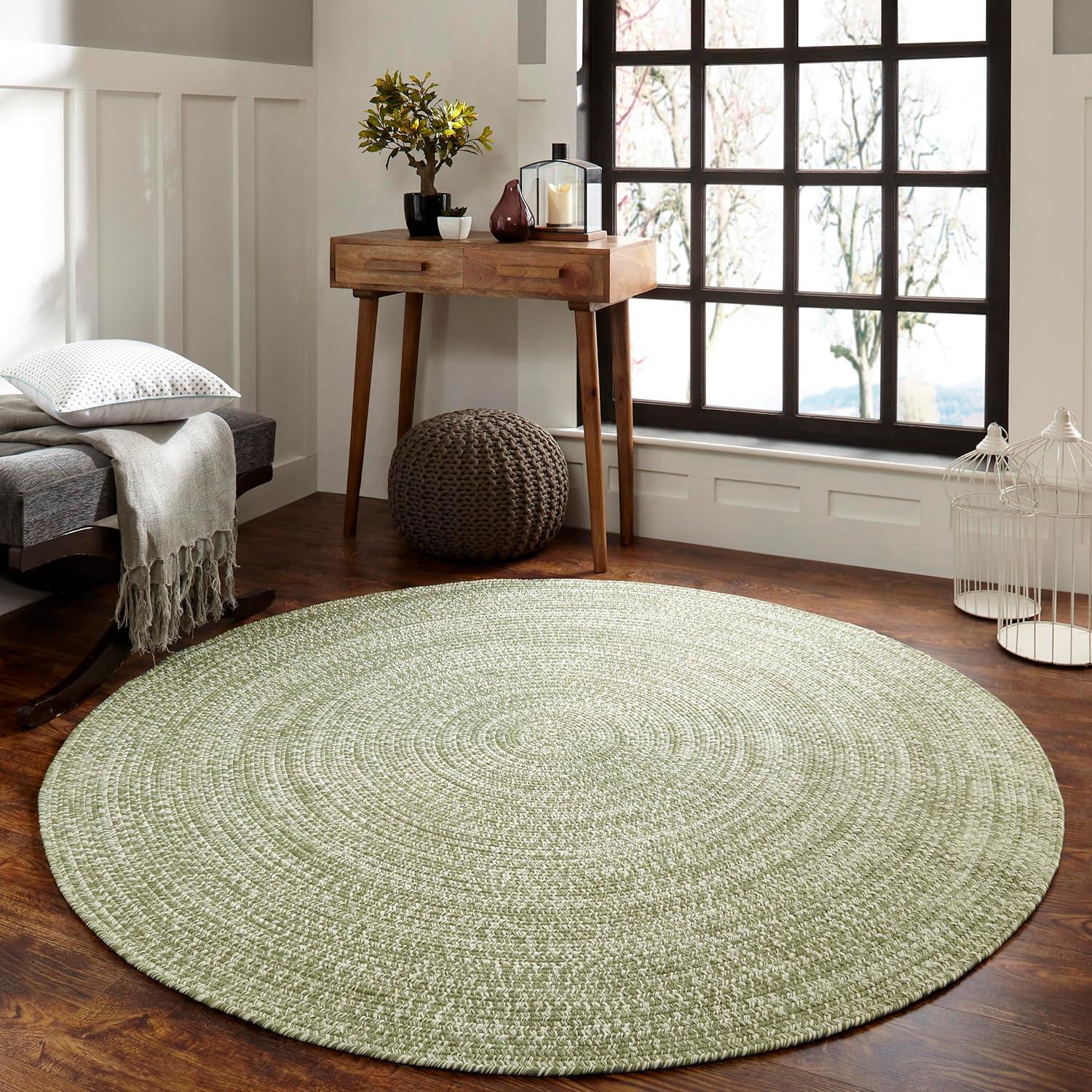 imageSuperior IndoorOutdoor Area Rug DualTone Reversible Braided Floor Decor for Patio Front Porch Entryway Living Room Office Nursery Artistic Home 5 x 8 Fog GreenWhiteFog Greenwhite