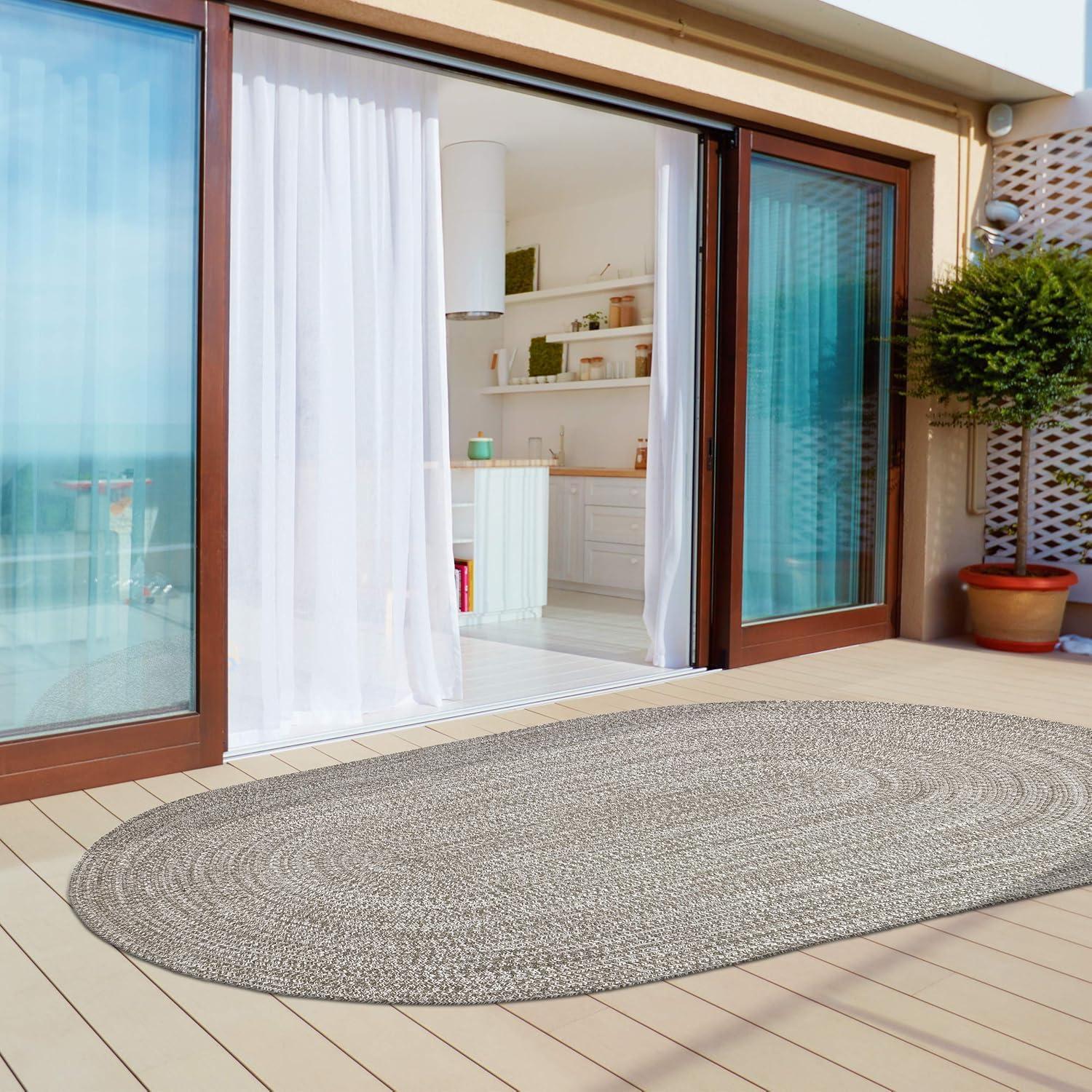 imageSuperior IndoorOutdoor Area Rug DualTone Reversible Braided Floor Decor for Patio Front Porch Entryway Living Room Office Nursery Artistic Home 5 x 8 Fog GreenWhiteSlatewhite