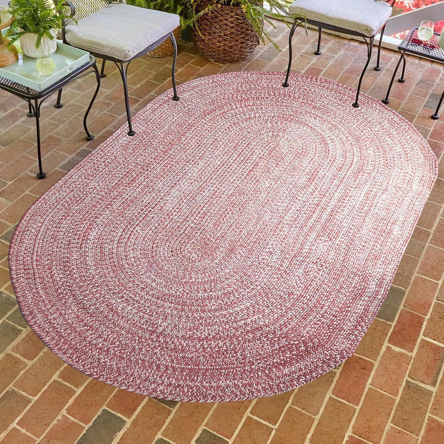imageSuperior IndoorOutdoor Area Rug DualTone Reversible Braided Floor Decor for Patio Front Porch Entryway Living Room Office Nursery Artistic Home 5 x 8 Fog GreenWhiteBrickwhite