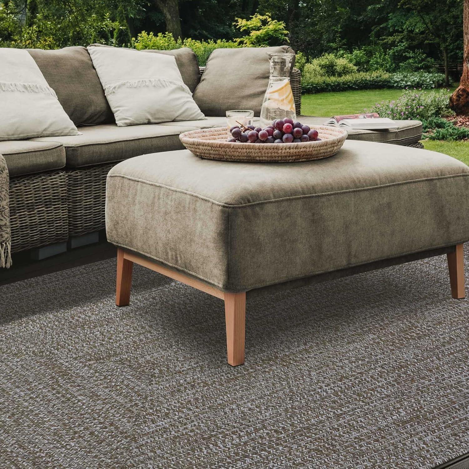 imageSuperior IndoorOutdoor Area Rug DualTone Reversible Braided Floor Decor for Patio Front Porch Entryway Living Room Office Nursery Artistic Home 5 x 8 Fog GreenWhiteLattewhite  Z