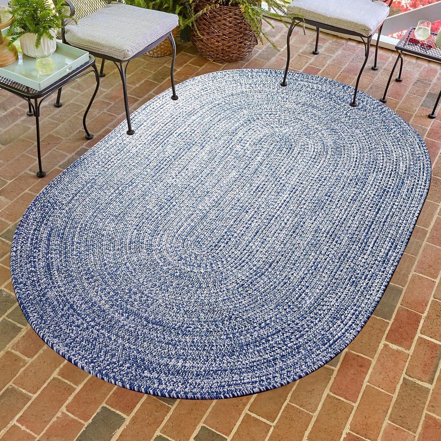 imageSuperior IndoorOutdoor Area Rug DualTone Reversible Braided Floor Decor for Patio Front Porch Entryway Living Room Office Nursery Artistic Home 5 x 8 Fog GreenWhiteDenim Bluewhite