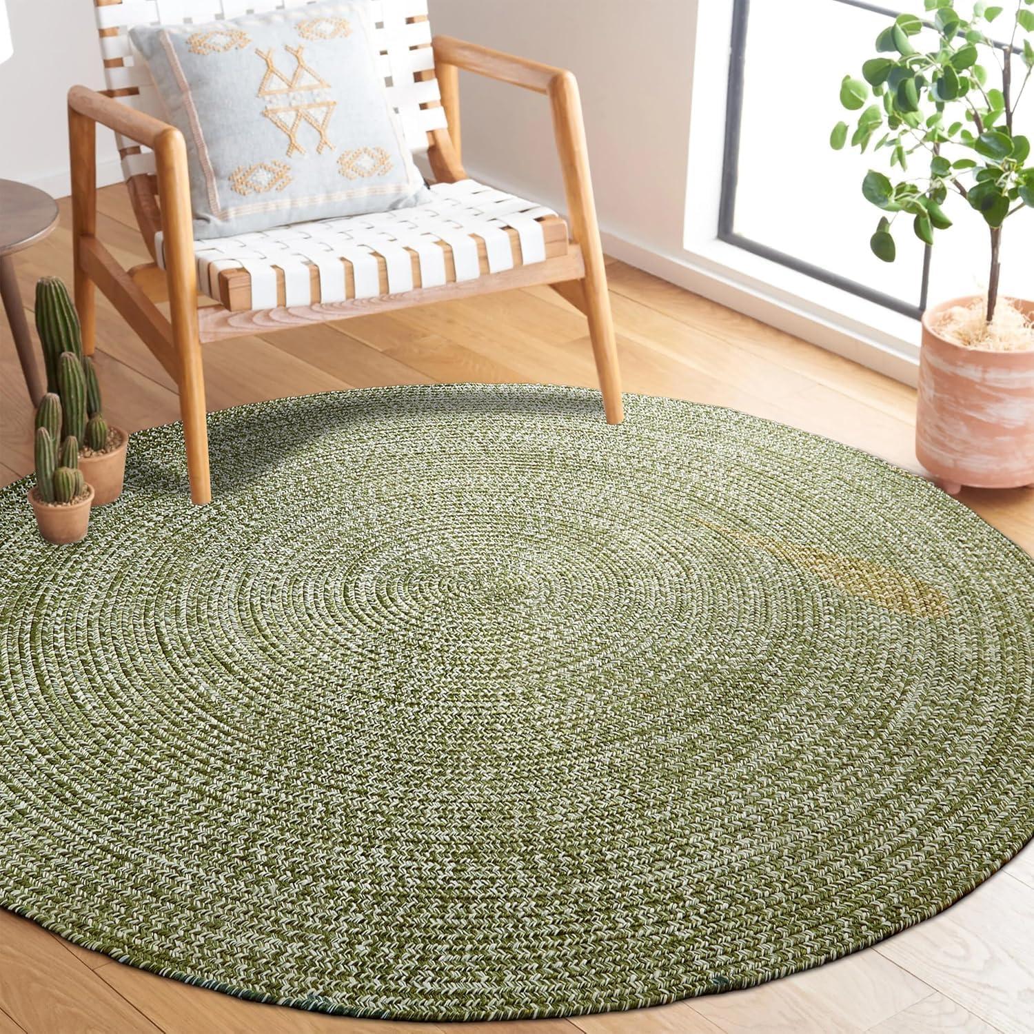 imageSuperior IndoorOutdoor Area Rug DualTone Reversible Braided Floor Decor for Patio Front Porch Entryway Living Room Office Nursery Artistic Home 5 x 8 Fog GreenWhiteGreenwhite