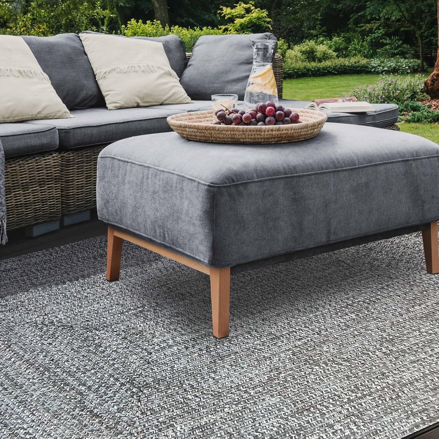 imageSuperior IndoorOutdoor Area Rug DualTone Reversible Braided Floor Decor for Patio Front Porch Entryway Living Room Office Nursery Artistic Home 5 x 8 Fog GreenWhiteSlatewhite