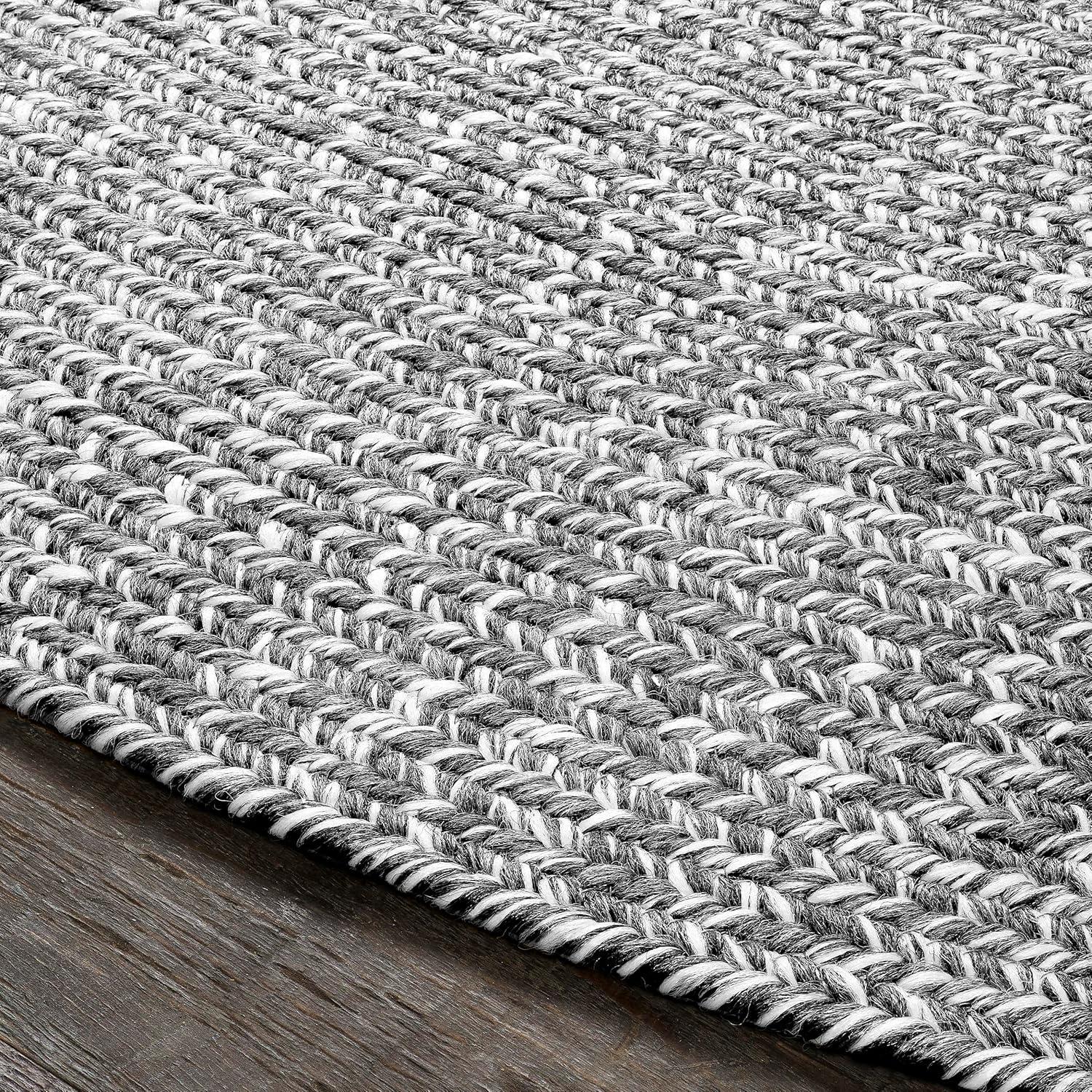 imageSuperior IndoorOutdoor Area Rug DualTone Reversible Braided Floor Decor for Patio Front Porch Entryway Living Room Office Nursery Artistic Home 5 x 8 Fog GreenWhiteCharcoalwhite