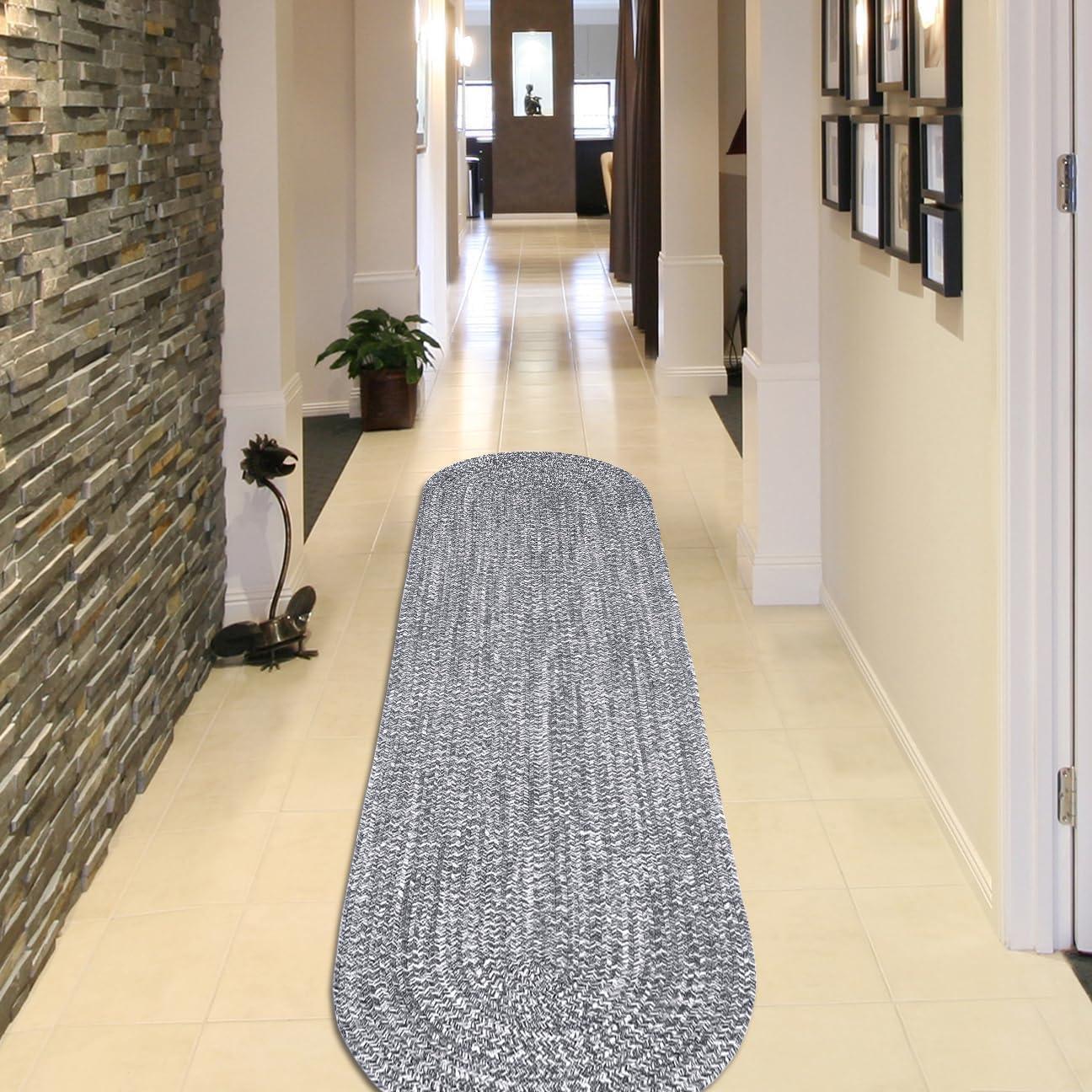 imageSuperior IndoorOutdoor Area Rug DualTone Reversible Braided Floor Decor for Patio Front Porch Entryway Living Room Office Nursery Artistic Home 5 x 8 Fog GreenWhiteCharcoalwhite