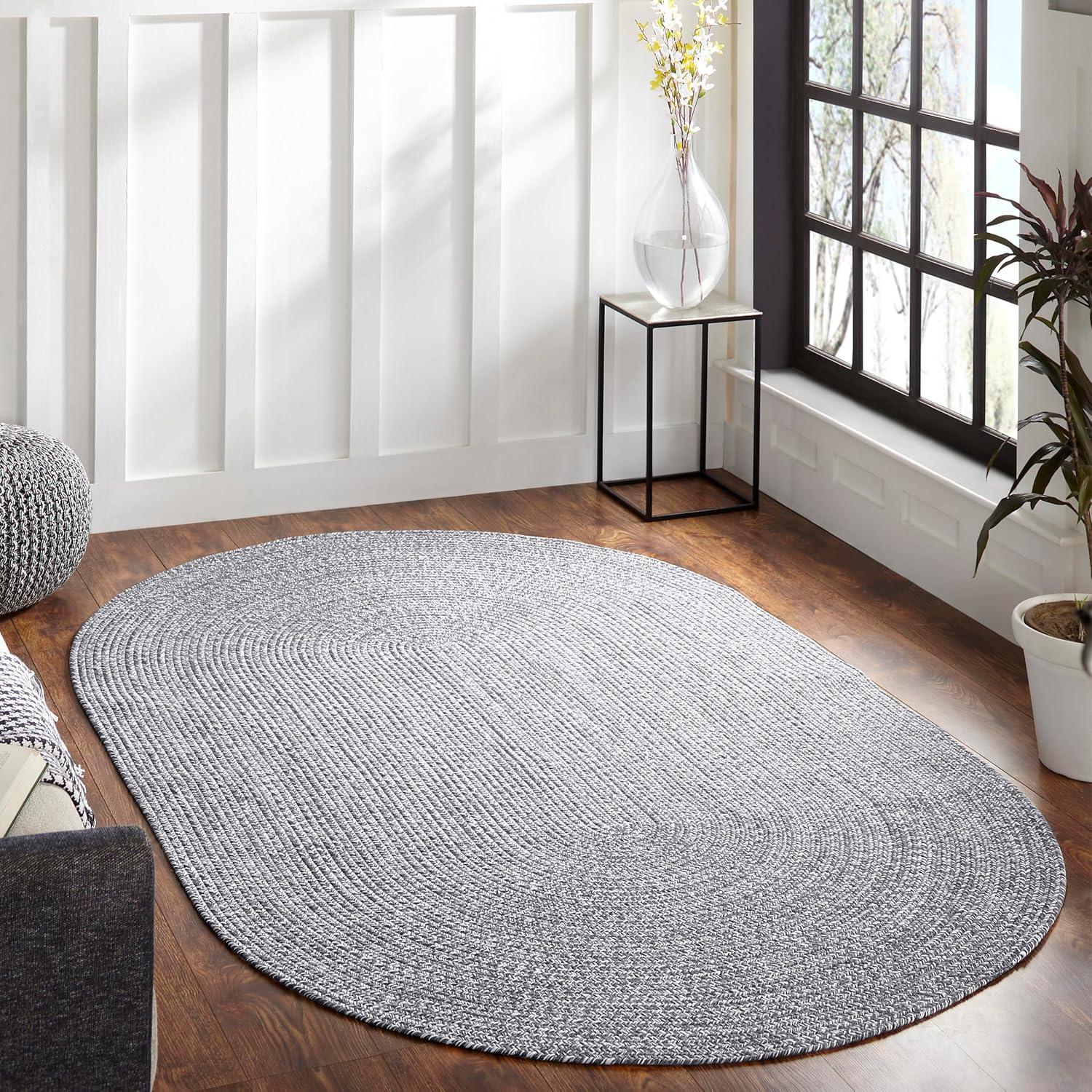 imageSuperior IndoorOutdoor Area Rug DualTone Reversible Braided Floor Decor for Patio Front Porch Entryway Living Room Office Nursery Artistic Home 5 x 8 Fog GreenWhiteCharcoalwhite