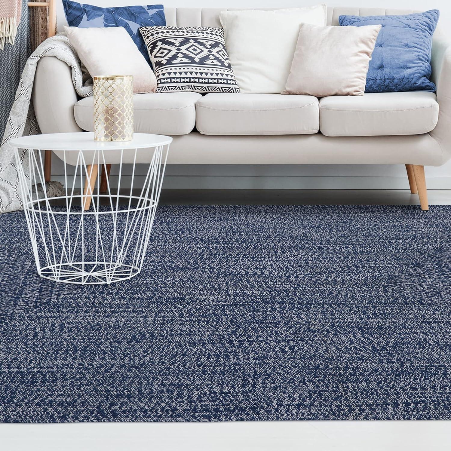 imageSuperior IndoorOutdoor Area Rug DualTone Reversible Braided Floor Decor for Patio Front Porch Entryway Living Room Office Nursery Artistic Home 5 x 8 Fog GreenWhiteDenim Bluewhite