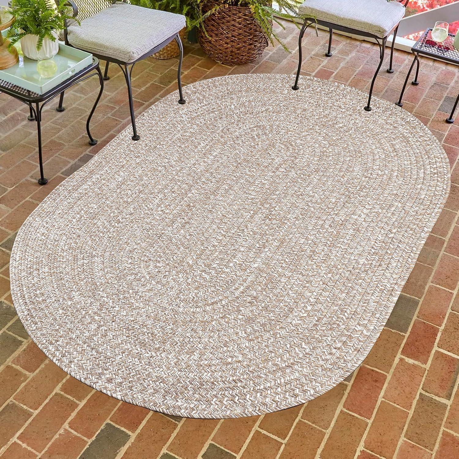 imageSuperior IndoorOutdoor Area Rug DualTone Reversible Braided Floor Decor for Patio Front Porch Entryway Living Room Office Nursery Artistic Home 5 x 8 Fog GreenWhiteLattewhite
