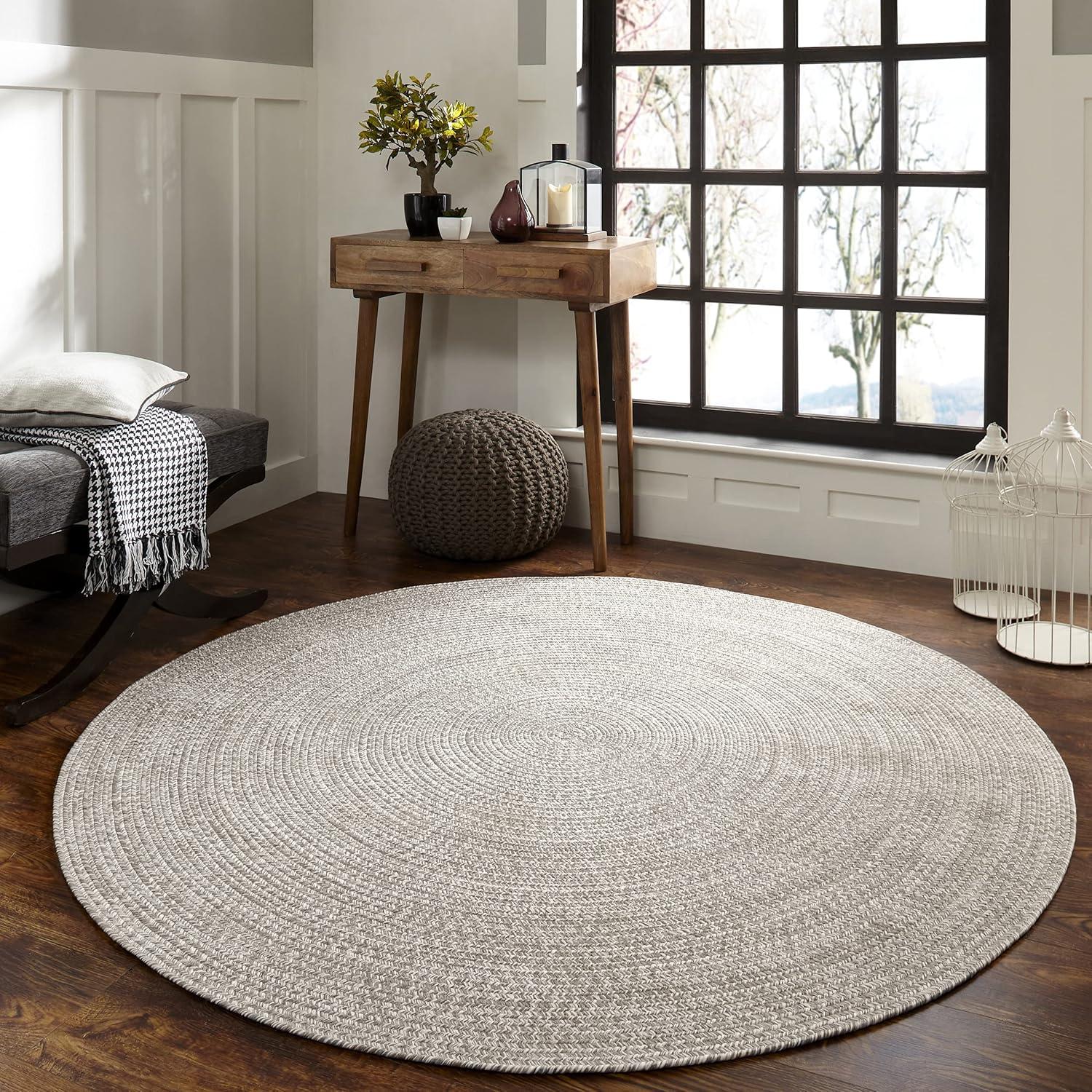 imageSuperior IndoorOutdoor Area Rug DualTone Reversible Braided Floor Decor for Patio Front Porch Entryway Living Room Office Nursery Artistic Home 5 x 8 Fog GreenWhiteSlatewhite