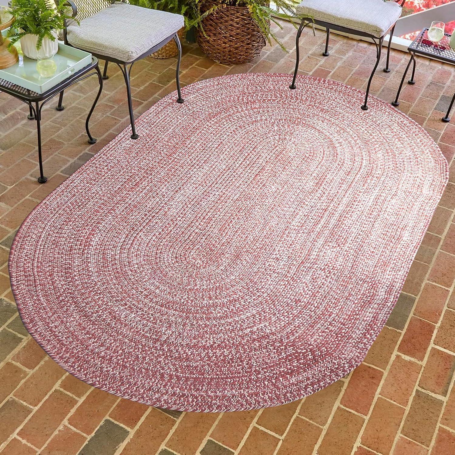 imageSuperior IndoorOutdoor Area Rug DualTone Reversible Braided Floor Decor for Patio Front Porch Entryway Living Room Office Nursery Artistic Home 5 x 8 Fog GreenWhiteBrickwhite