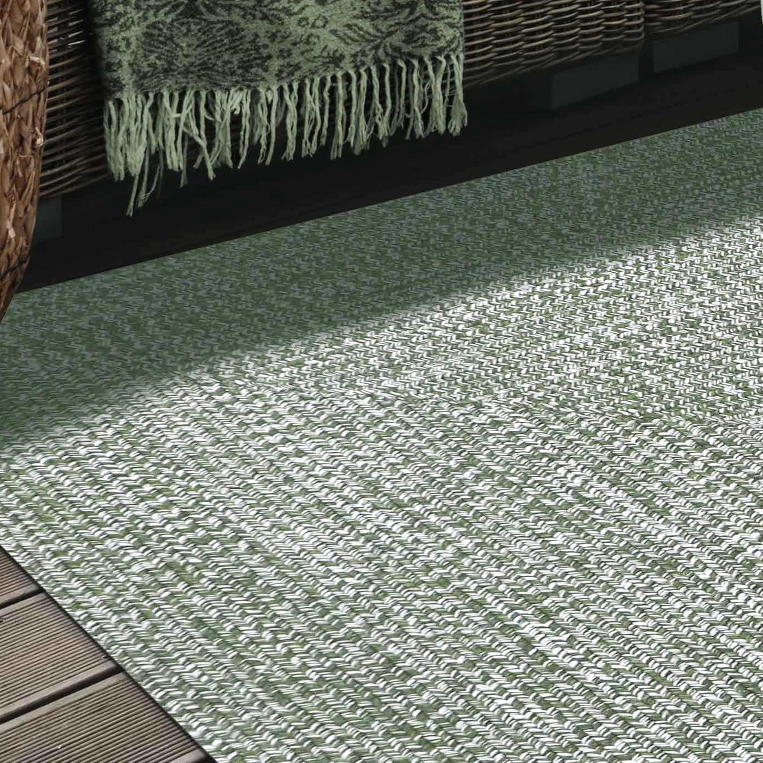 imageSuperior IndoorOutdoor Area Rug DualTone Reversible Braided Floor Decor for Patio Front Porch Entryway Living Room Office Nursery Artistic Home 5 x 8 Fog GreenWhiteGreenwhite