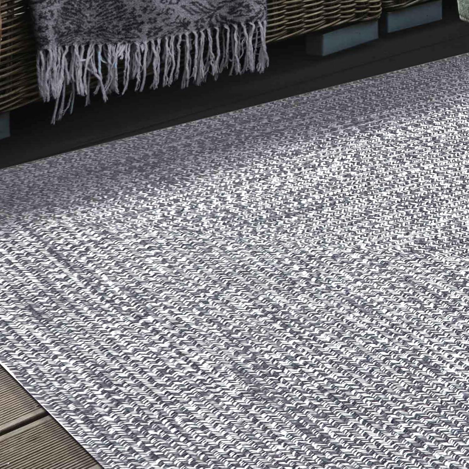 imageSuperior IndoorOutdoor Area Rug DualTone Reversible Braided Floor Decor for Patio Front Porch Entryway Living Room Office Nursery Artistic Home 5 x 8 Fog GreenWhiteCharcoalwhite
