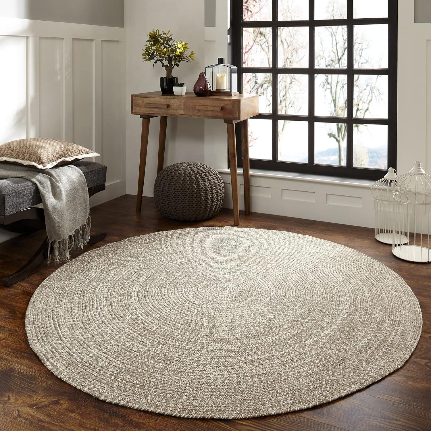 imageSuperior IndoorOutdoor Area Rug DualTone Reversible Braided Floor Decor for Patio Front Porch Entryway Living Room Office Nursery Artistic Home 5 x 8 Fog GreenWhiteCanvaswhite