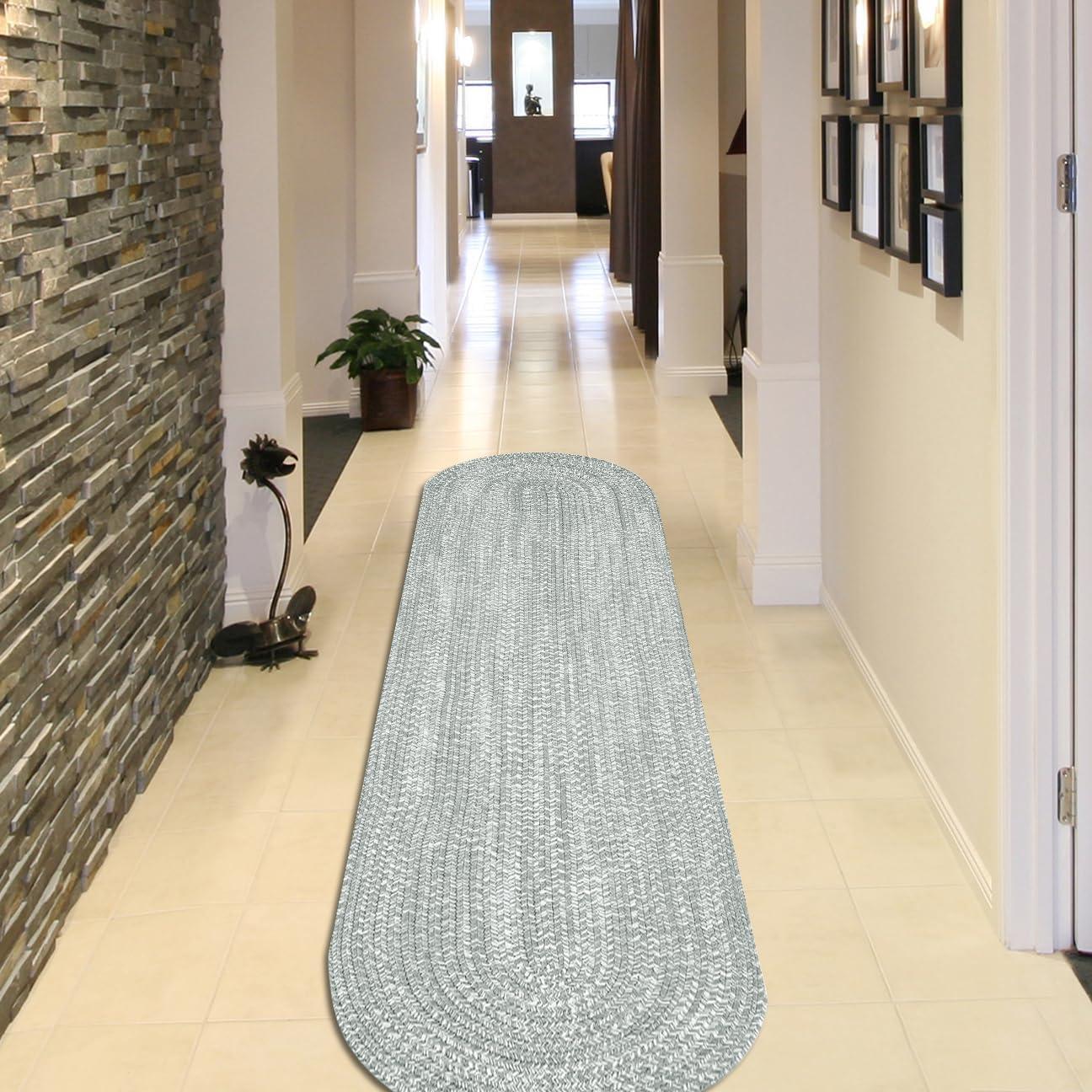 imageSuperior IndoorOutdoor Area Rug DualTone Reversible Braided Floor Decor for Patio Front Porch Entryway Living Room Office Nursery Artistic Home 5 x 8 Fog GreenWhiteFog Greenwhite