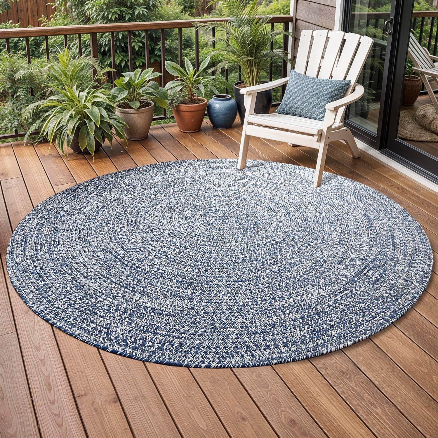 imageSuperior IndoorOutdoor Area Rug DualTone Reversible Braided Floor Decor for Patio Front Porch Entryway Living Room Office Nursery Artistic Home 5 x 8 Fog GreenWhiteDenim Bluewhite