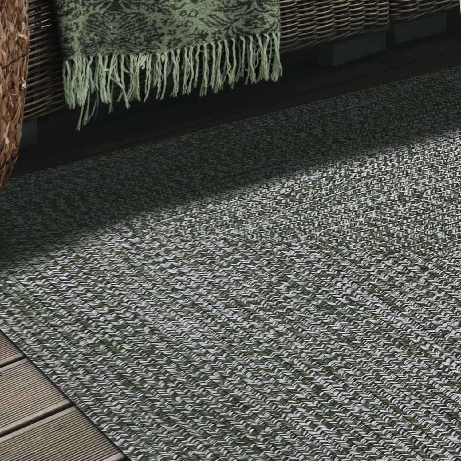 imageSuperior IndoorOutdoor Area Rug DualTone Reversible Braided Floor Decor for Patio Front Porch Entryway Living Room Office Nursery Artistic Home 5 x 8 Fog GreenWhiteGreenwhite