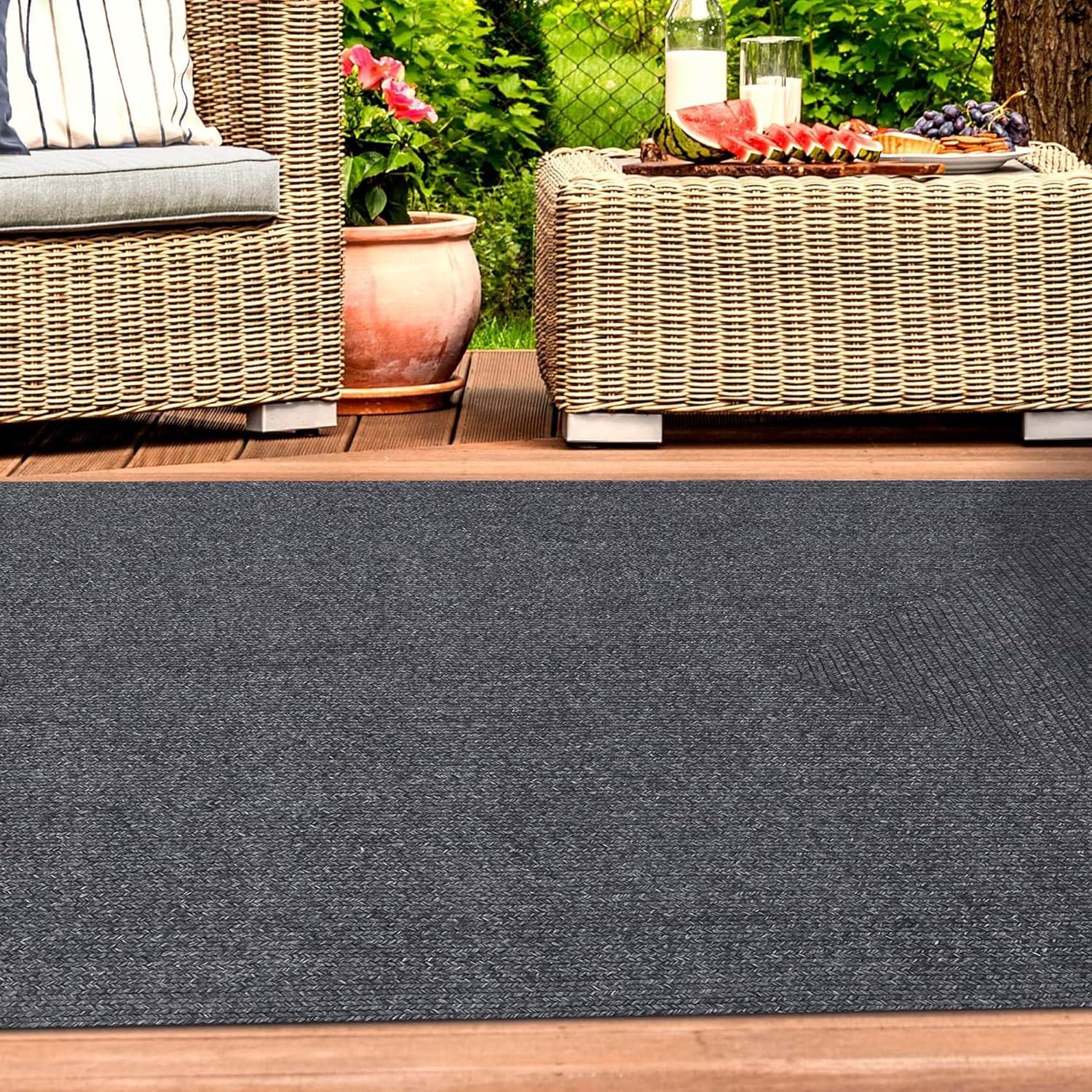 imageSuperior IndoorOutdoor Area Rug DualTone Reversible Braided Floor Decor for Patio Front Porch Entryway Living Room Office Nursery Artistic Home 5 x 8 Fog GreenWhiteCharcoal
