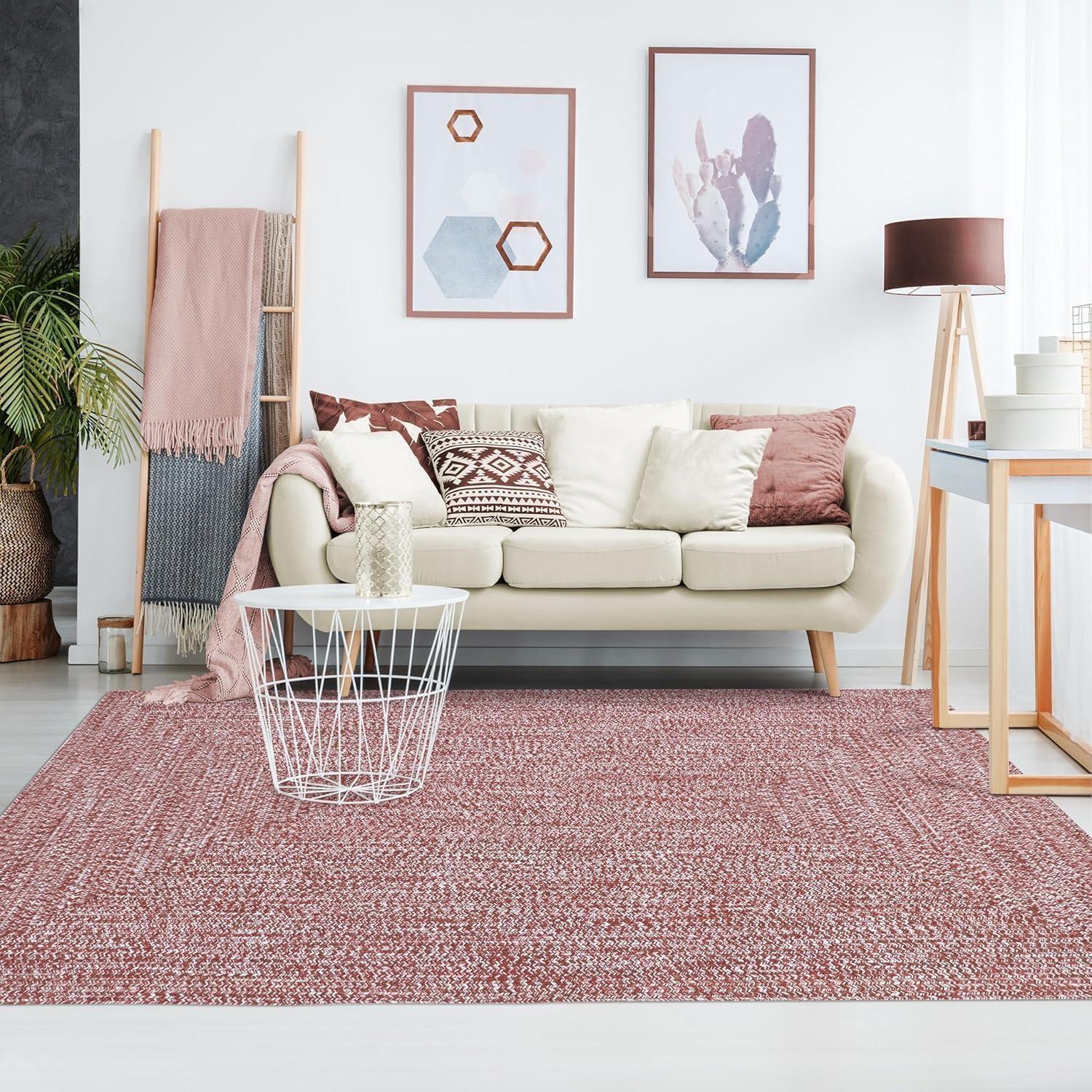 imageSuperior IndoorOutdoor Area Rug DualTone Reversible Braided Floor Decor for Patio Front Porch Entryway Living Room Office Nursery Artistic Home 5 x 8 Fog GreenWhiteBrickwhite
