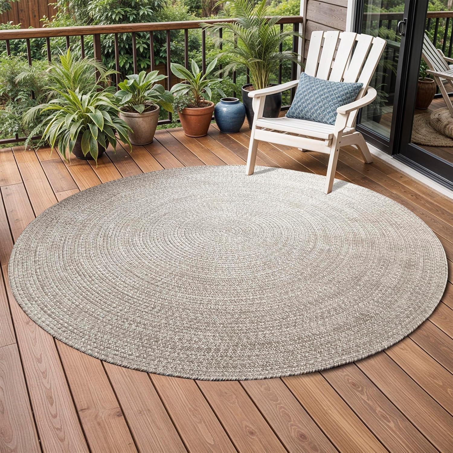 imageSuperior IndoorOutdoor Area Rug DualTone Reversible Braided Floor Decor for Patio Front Porch Entryway Living Room Office Nursery Artistic Home 5 x 8 Fog GreenWhiteSlatewhite