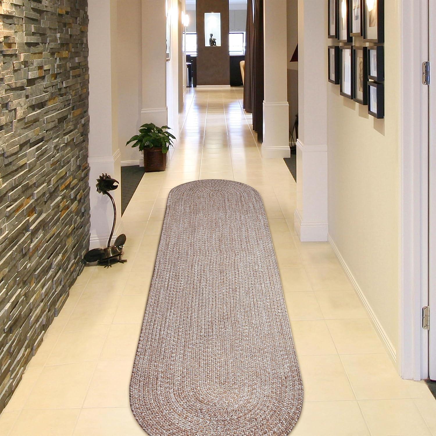 imageSuperior IndoorOutdoor Area Rug DualTone Reversible Braided Floor Decor for Patio Front Porch Entryway Living Room Office Nursery Artistic Home 5 x 8 Fog GreenWhiteLattewhite