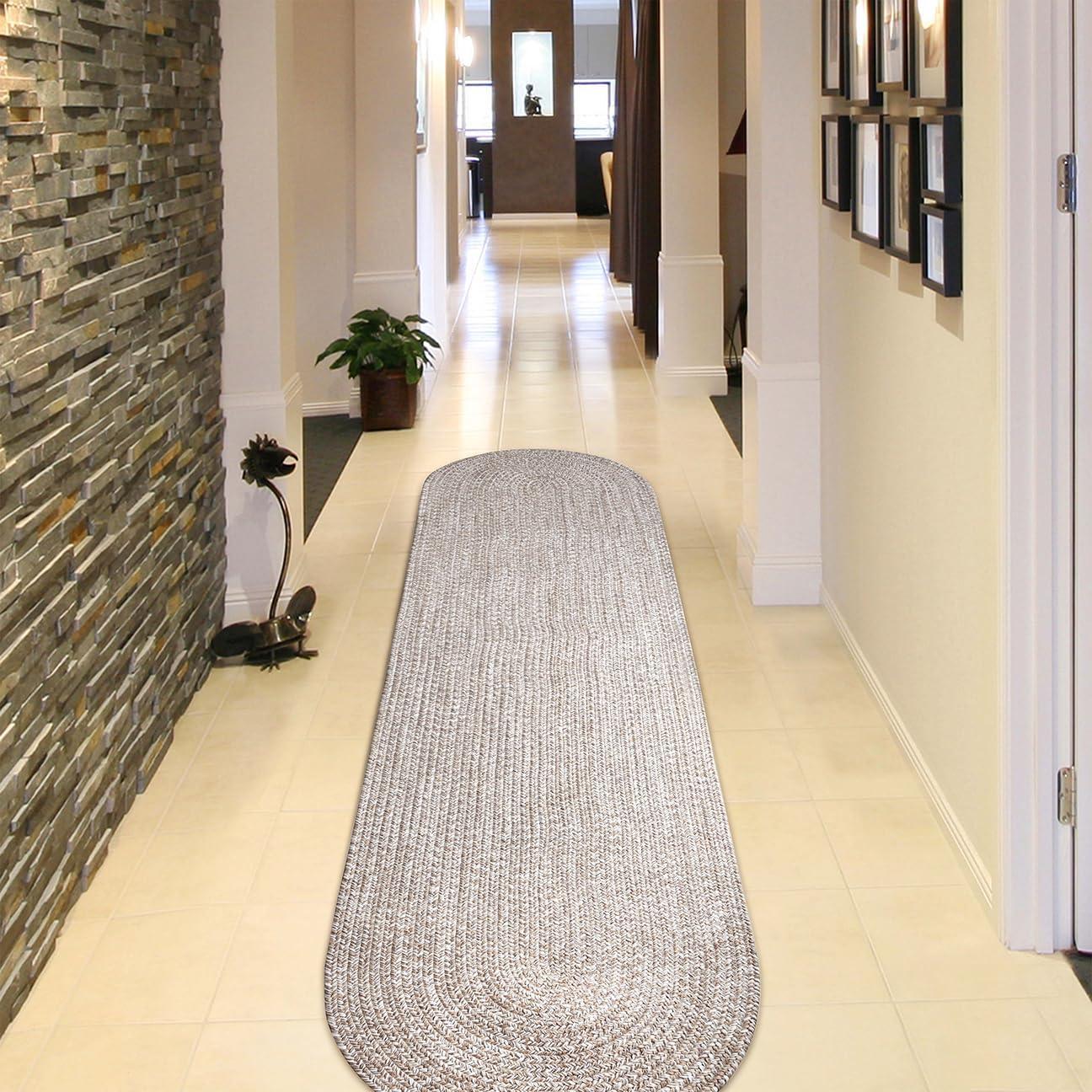 imageSuperior IndoorOutdoor Area Rug DualTone Reversible Braided Floor Decor for Patio Front Porch Entryway Living Room Office Nursery Artistic Home 5 x 8 Fog GreenWhiteLattewhite