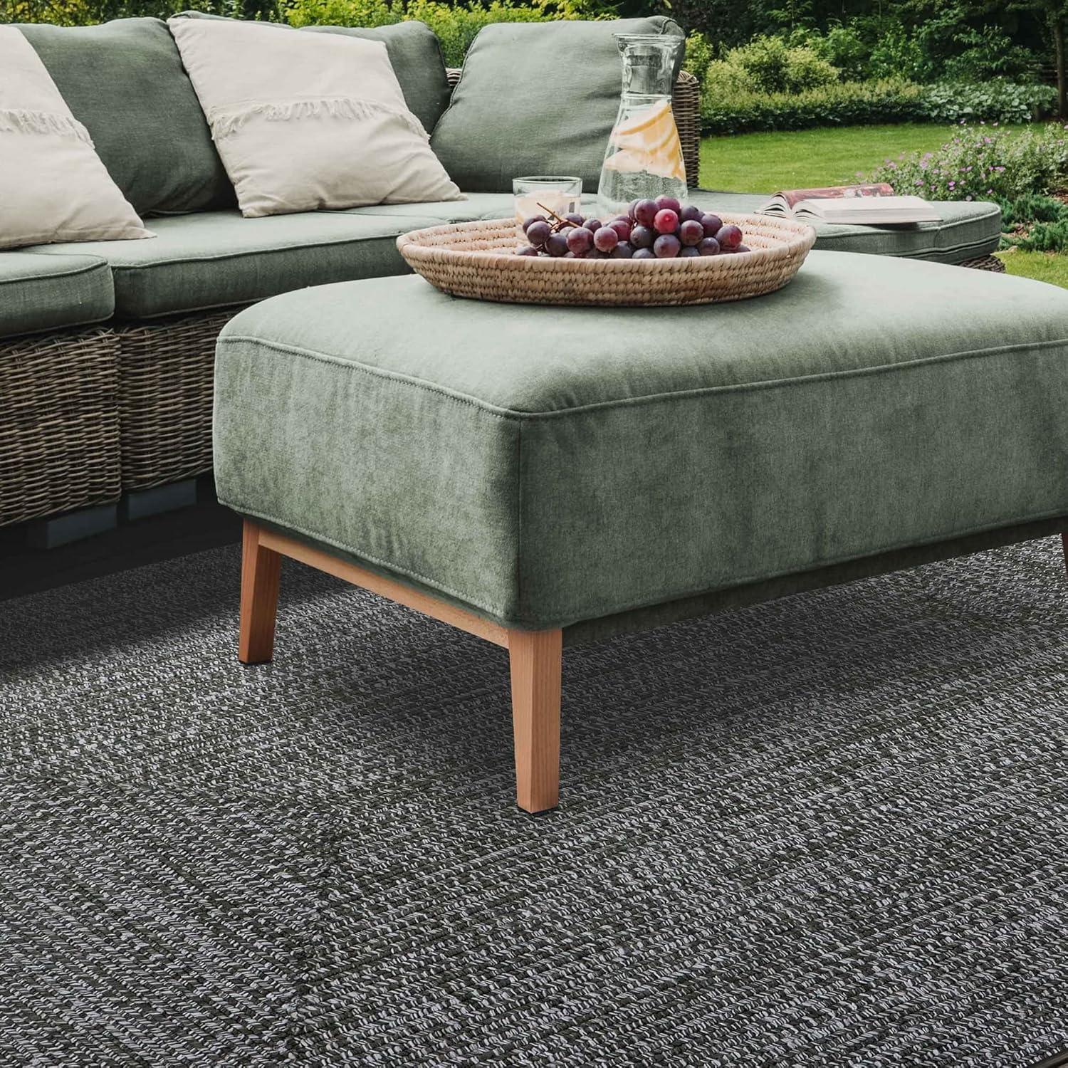 imageSuperior IndoorOutdoor Area Rug DualTone Reversible Braided Floor Decor for Patio Front Porch Entryway Living Room Office Nursery Artistic Home 5 x 8 Fog GreenWhiteFog Greenwhite