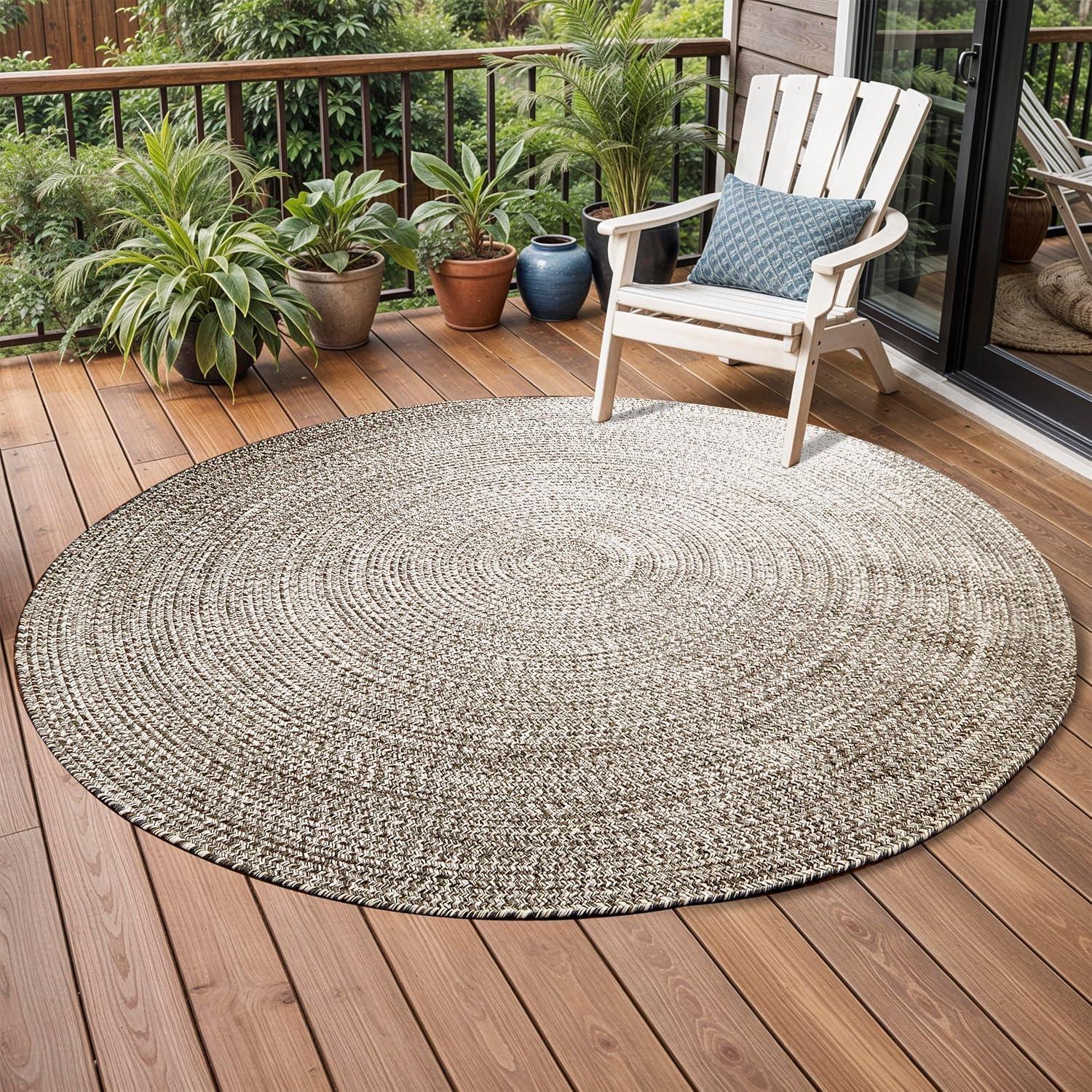 imageSuperior IndoorOutdoor Area Rug DualTone Reversible Braided Floor Decor for Patio Front Porch Entryway Living Room Office Nursery Artistic Home 5 x 8 Fog GreenWhiteCharcoalwhite