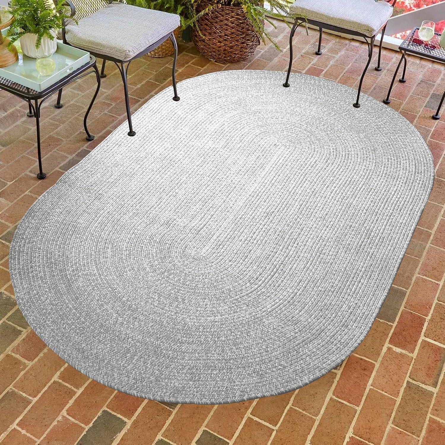 imageSuperior IndoorOutdoor Area Rug DualTone Reversible Braided Floor Decor for Patio Front Porch Entryway Living Room Office Nursery Artistic Home 5 x 8 Fog GreenWhiteCanvaswhite