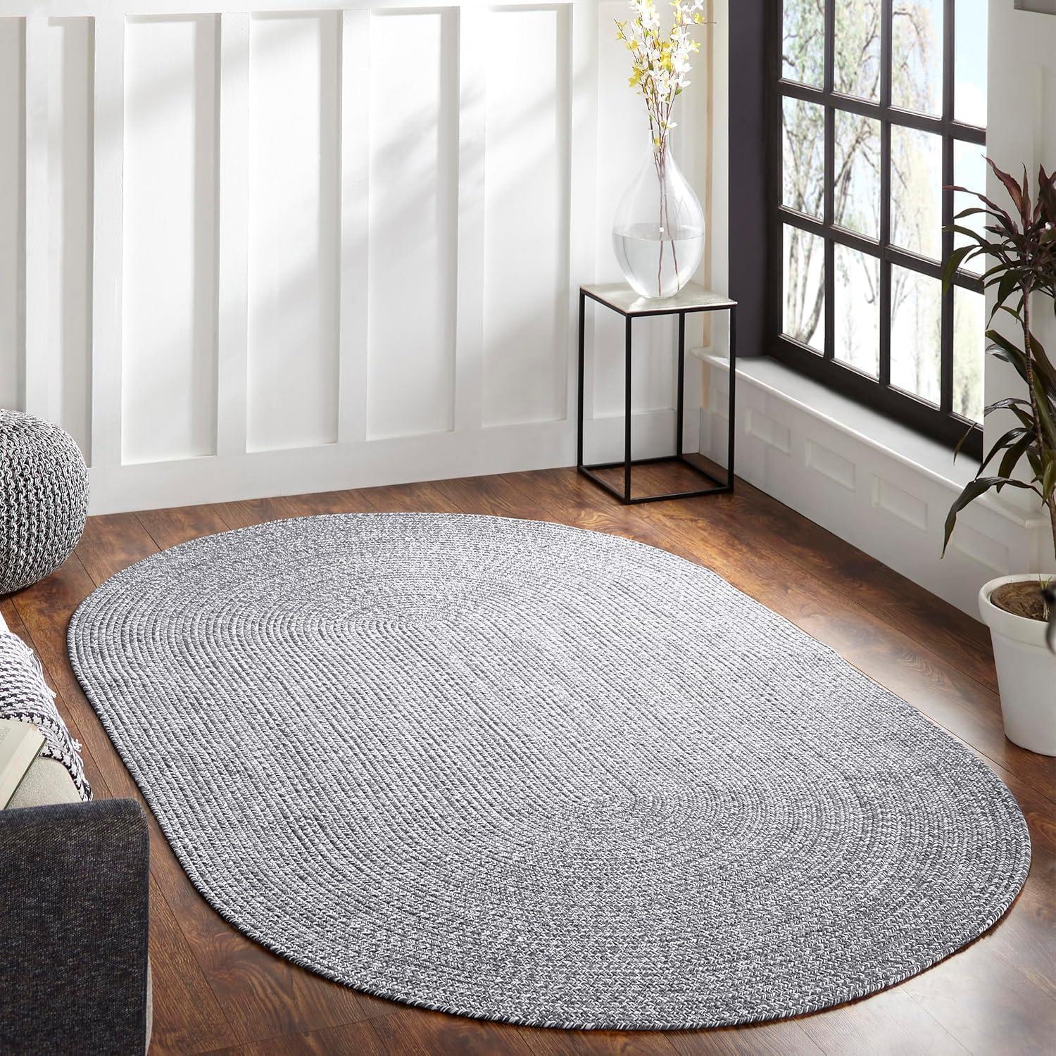imageSuperior IndoorOutdoor Area Rug DualTone Reversible Braided Floor Decor for Patio Front Porch Entryway Living Room Office Nursery Artistic Home 5 x 8 Fog GreenWhiteCharcoalwhite