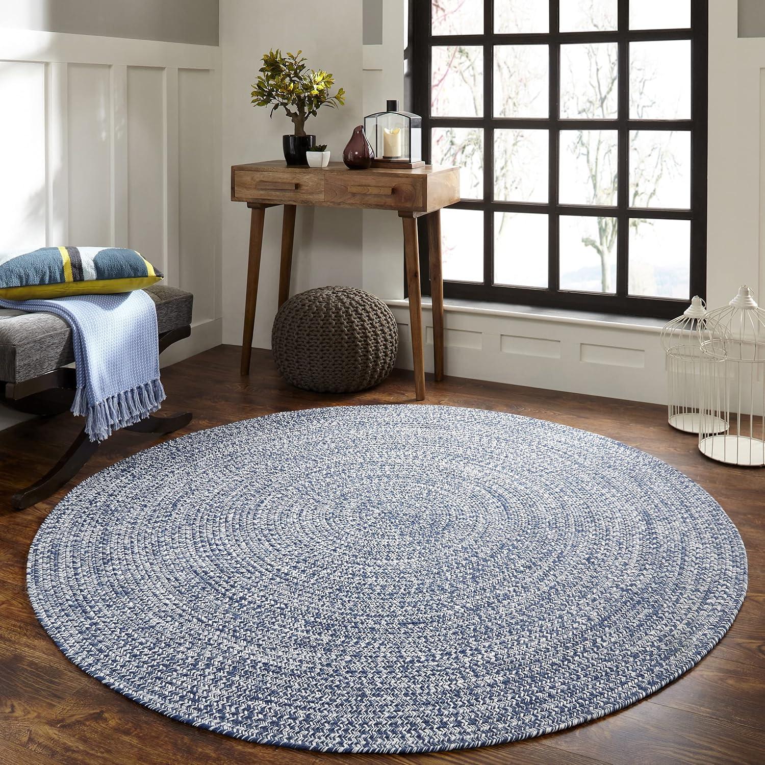 imageSuperior IndoorOutdoor Area Rug DualTone Reversible Braided Floor Decor for Patio Front Porch Entryway Living Room Office Nursery Artistic Home 5 x 8 Fog GreenWhiteDenim Bluewhite