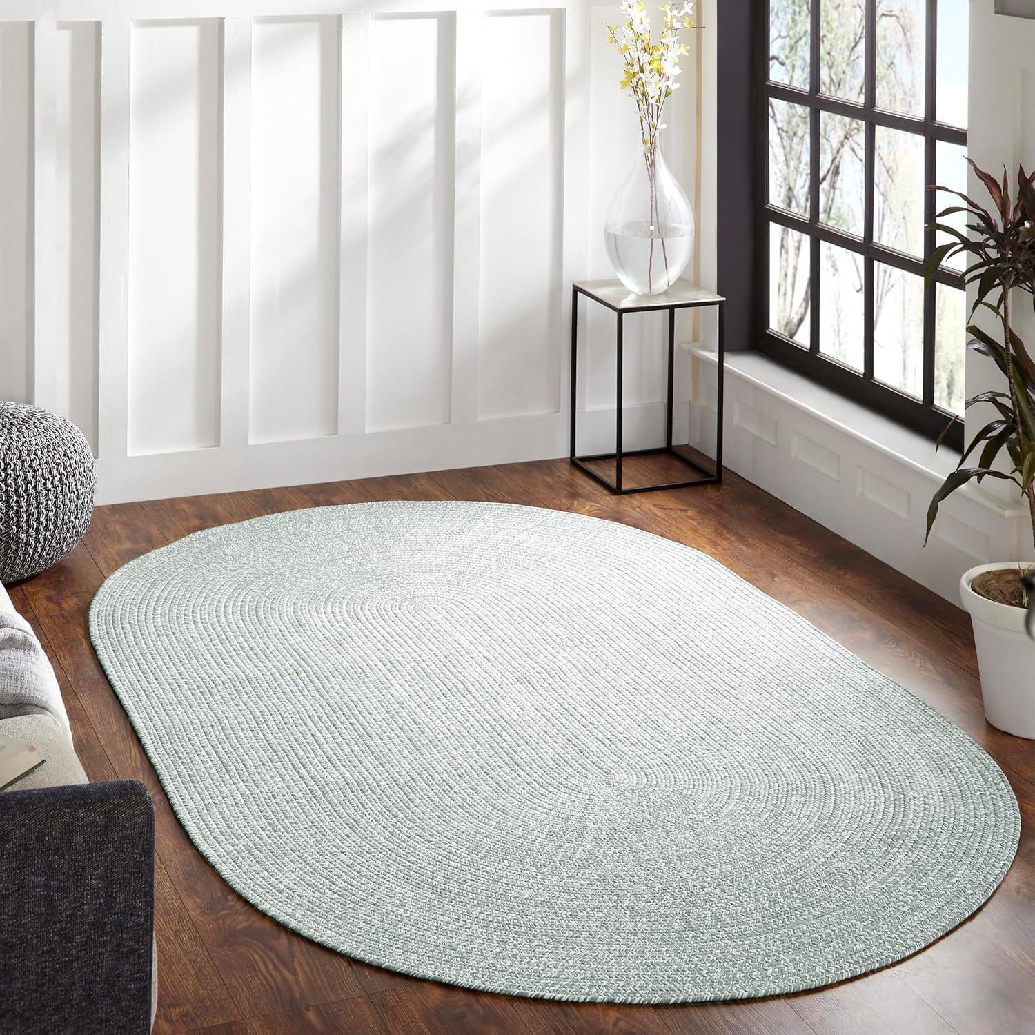 imageSuperior IndoorOutdoor Area Rug DualTone Reversible Braided Floor Decor for Patio Front Porch Entryway Living Room Office Nursery Artistic Home 5 x 8 Fog GreenWhiteFog Greenwhite