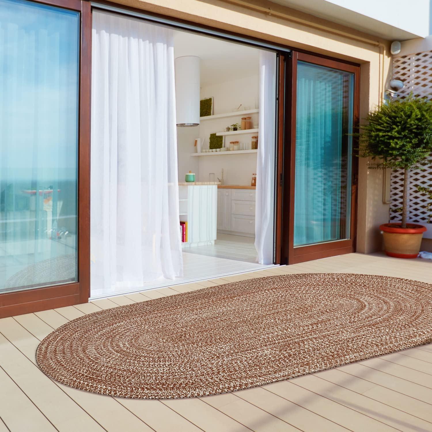 imageSuperior IndoorOutdoor Area Rug DualTone Reversible Braided Floor Decor for Patio Front Porch Entryway Living Room Office Nursery Artistic Home 5 x 8 Fog GreenWhiteBrickwhite