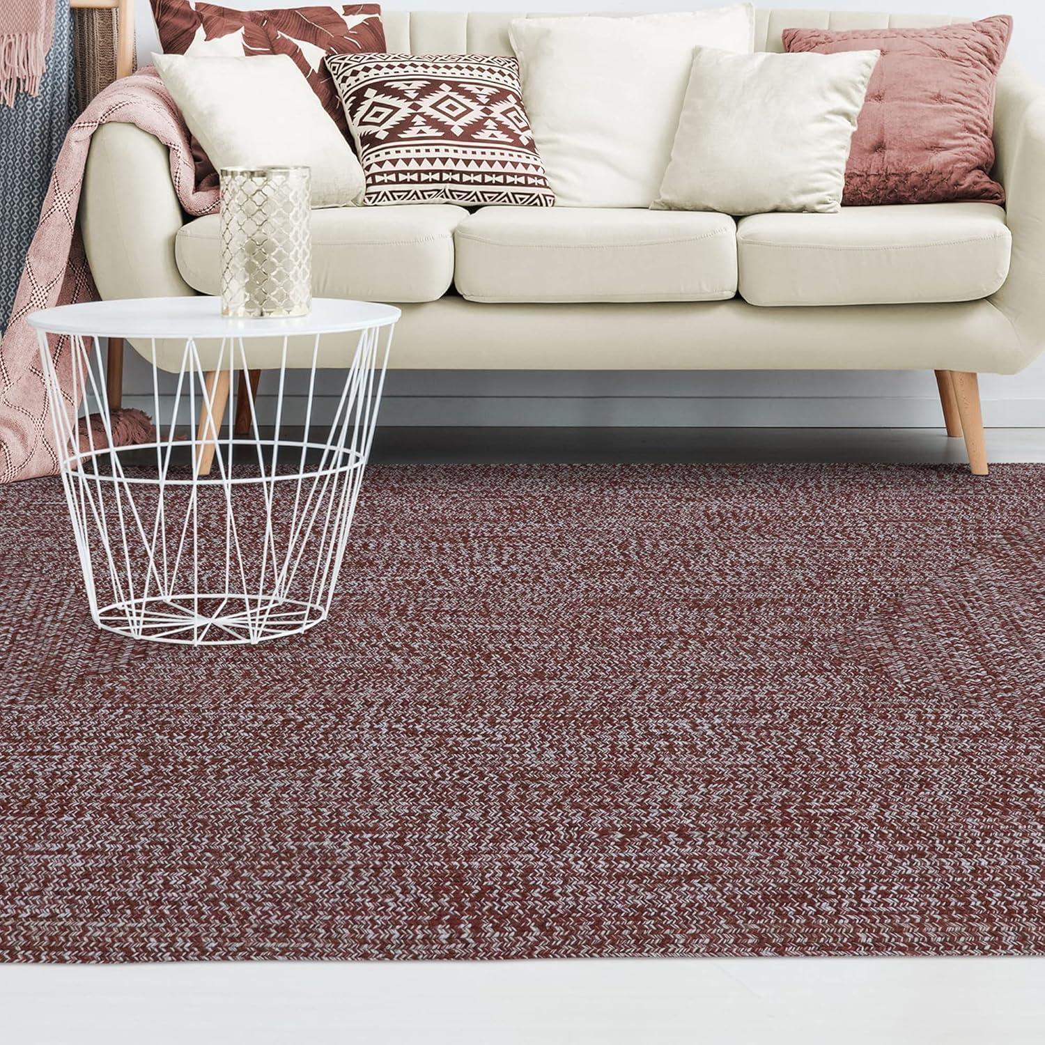 imageSuperior IndoorOutdoor Area Rug DualTone Reversible Braided Floor Decor for Patio Front Porch Entryway Living Room Office Nursery Artistic Home 5 x 8 Fog GreenWhiteBrickwhite