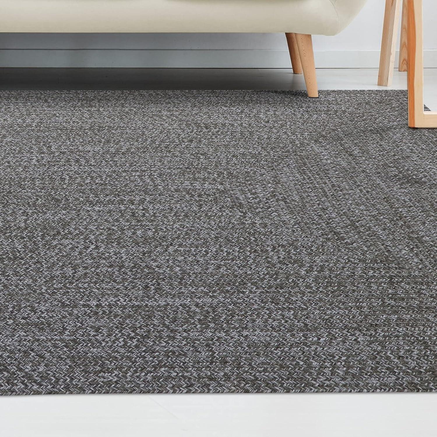 imageSuperior IndoorOutdoor Area Rug DualTone Reversible Braided Floor Decor for Patio Front Porch Entryway Living Room Office Nursery Artistic Home 5 x 8 Fog GreenWhiteCanvaswhite