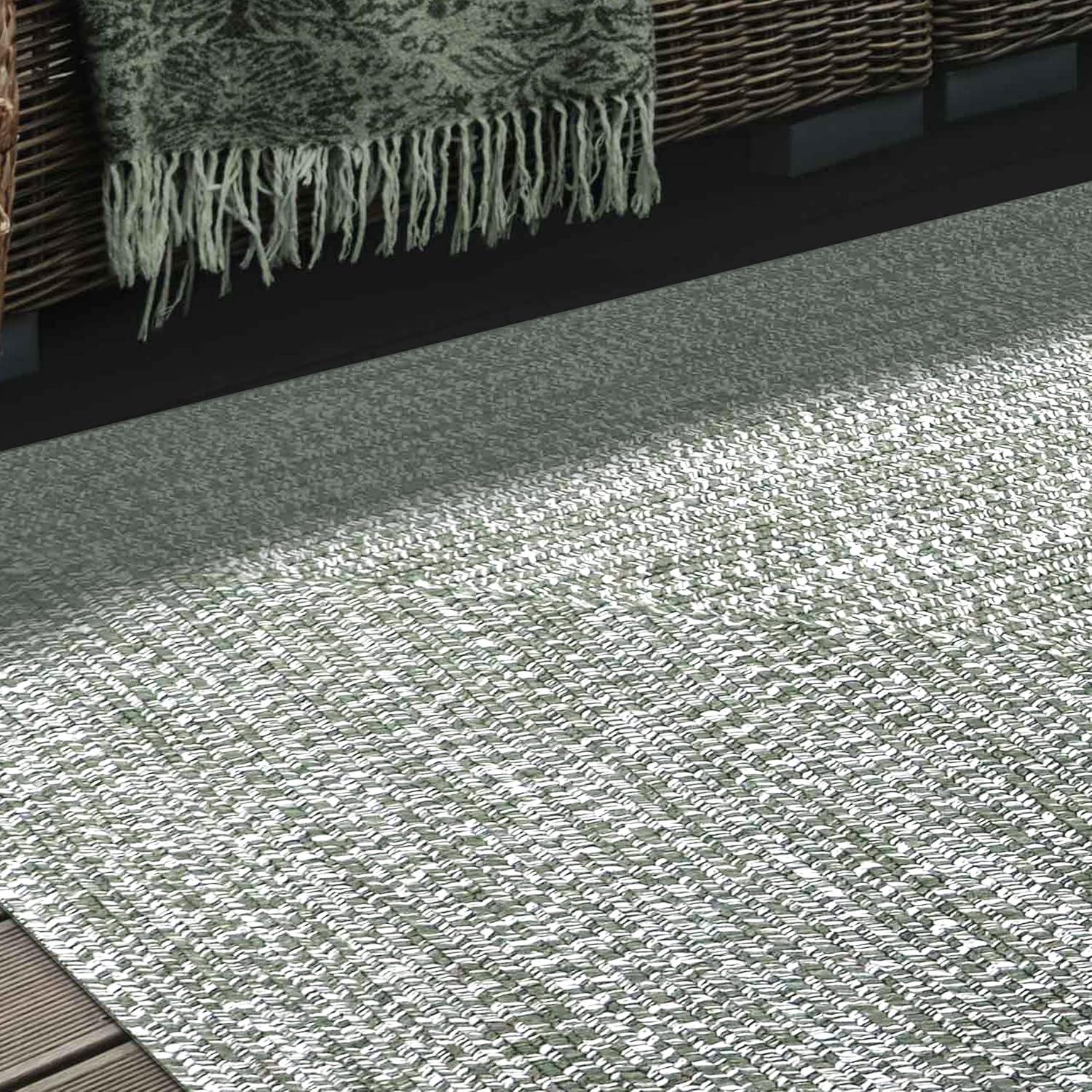 imageSuperior IndoorOutdoor Area Rug DualTone Reversible Braided Floor Decor for Patio Front Porch Entryway Living Room Office Nursery Artistic Home 5 x 8 Fog GreenWhiteFog Greenwhite