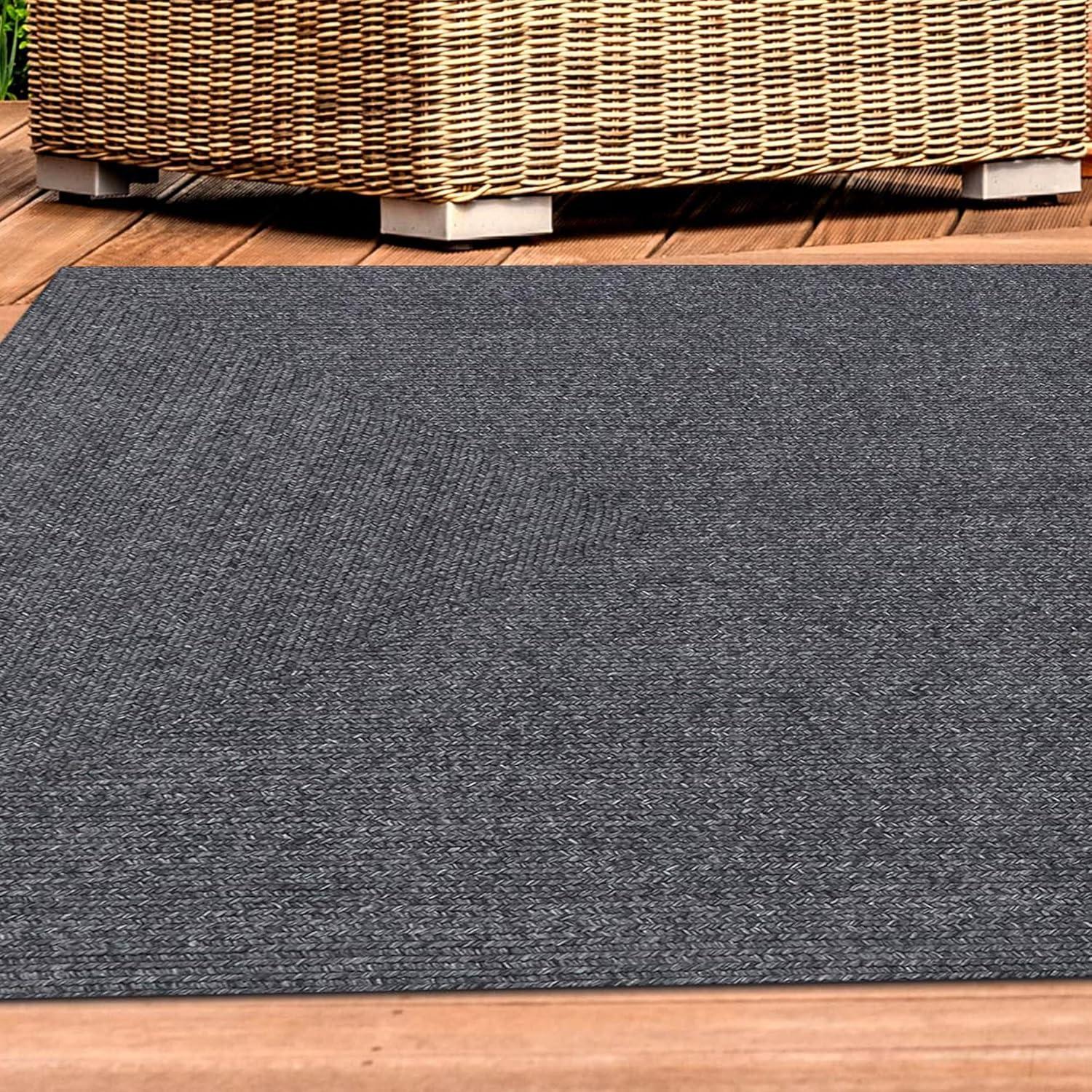 imageSuperior IndoorOutdoor Area Rug DualTone Reversible Braided Floor Decor for Patio Front Porch Entryway Living Room Office Nursery Artistic Home 5 x 8 Fog GreenWhiteCharcoal