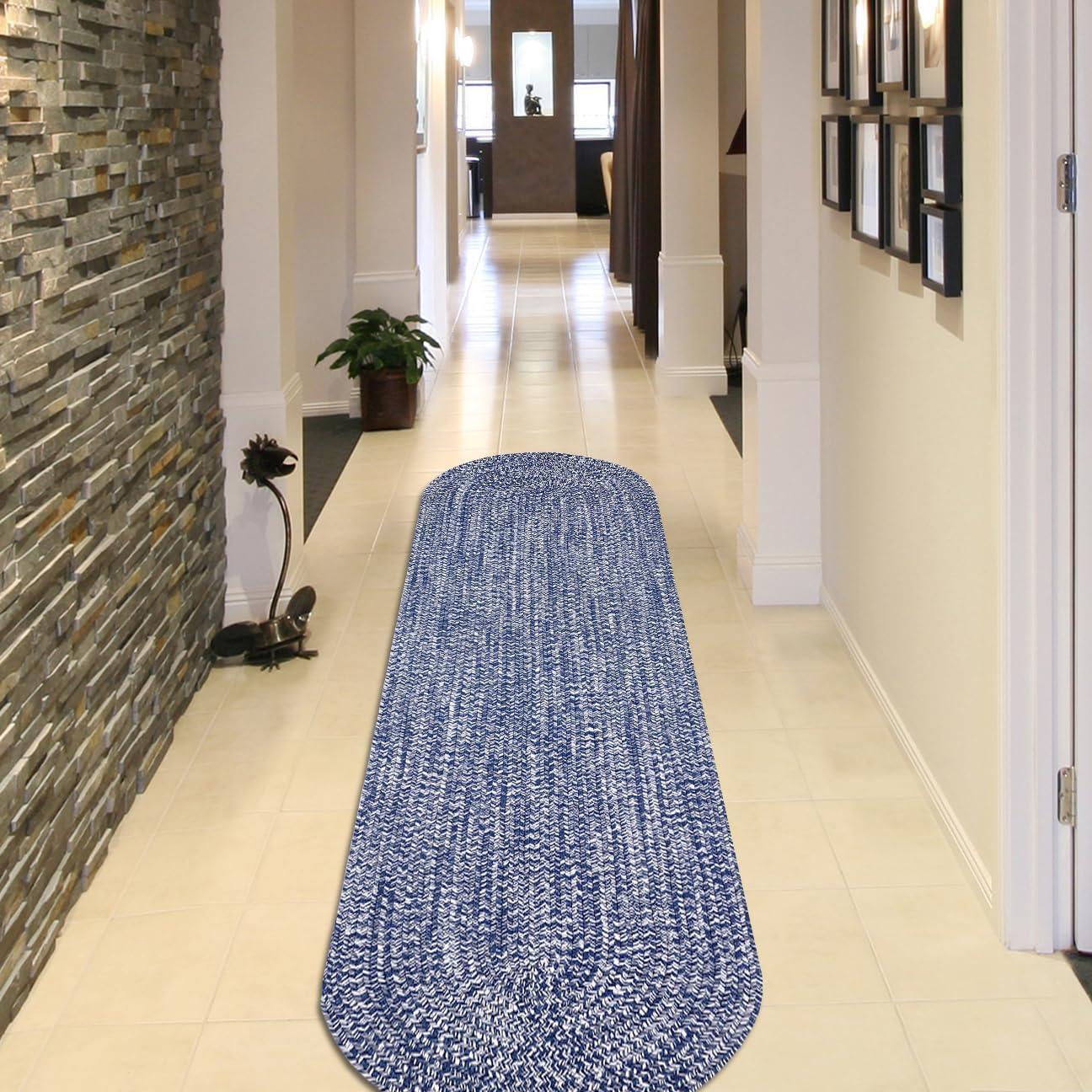 imageSuperior IndoorOutdoor Area Rug DualTone Reversible Braided Floor Decor for Patio Front Porch Entryway Living Room Office Nursery Artistic Home 5 x 8 Fog GreenWhiteDenim Bluewhite