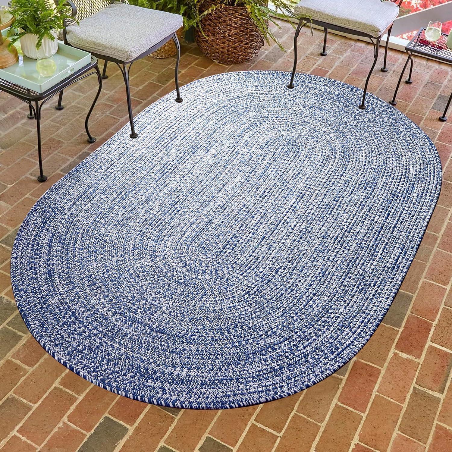 imageSuperior IndoorOutdoor Area Rug DualTone Reversible Braided Floor Decor for Patio Front Porch Entryway Living Room Office Nursery Artistic Home 5 x 8 Fog GreenWhiteDenim Bluewhite