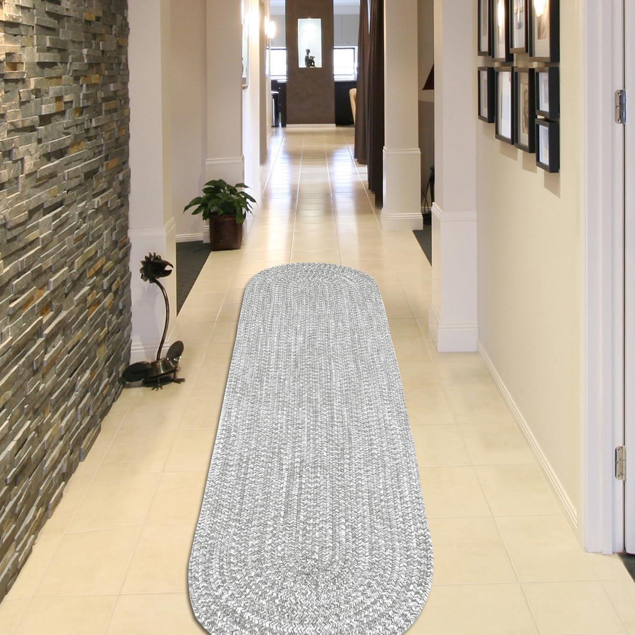 imageSuperior IndoorOutdoor Area Rug DualTone Reversible Braided Floor Decor for Patio Front Porch Entryway Living Room Office Nursery Artistic Home 5 x 8 Fog GreenWhiteCanvaswhite