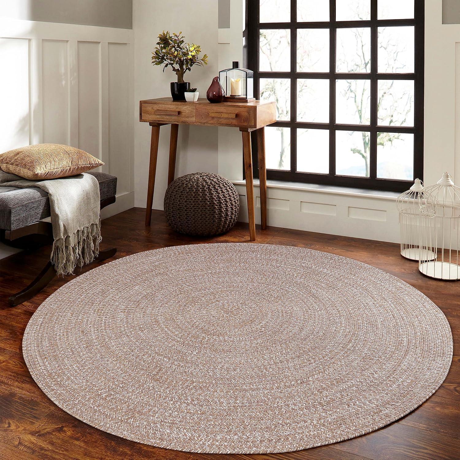 imageSuperior IndoorOutdoor Area Rug DualTone Reversible Braided Floor Decor for Patio Front Porch Entryway Living Room Office Nursery Artistic Home 5 x 8 Fog GreenWhiteLattewhite