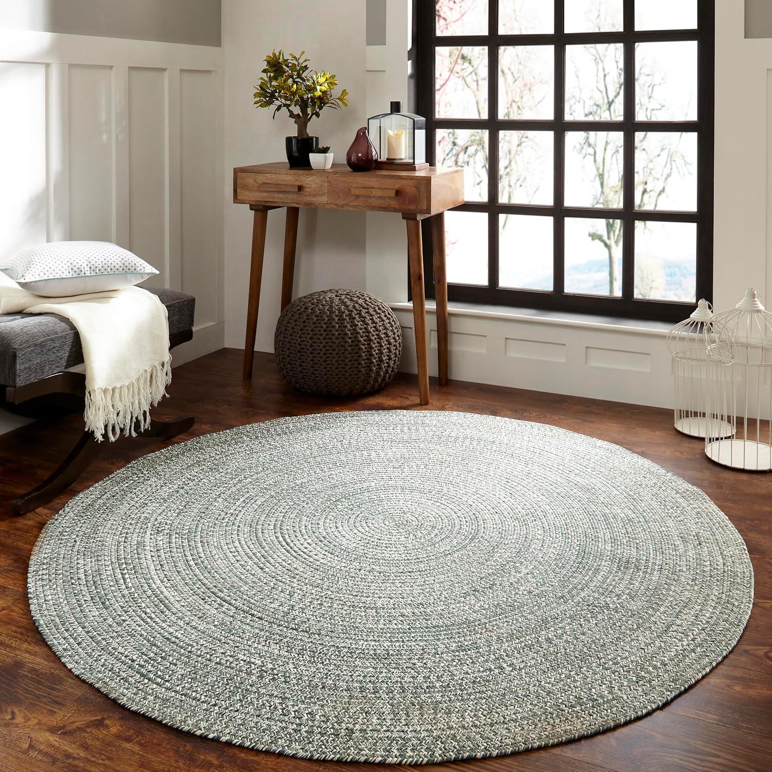 imageSuperior IndoorOutdoor Area Rug DualTone Reversible Braided Floor Decor for Patio Front Porch Entryway Living Room Office Nursery Artistic Home 5 x 8 Fog GreenWhiteLagoon Breezewhite