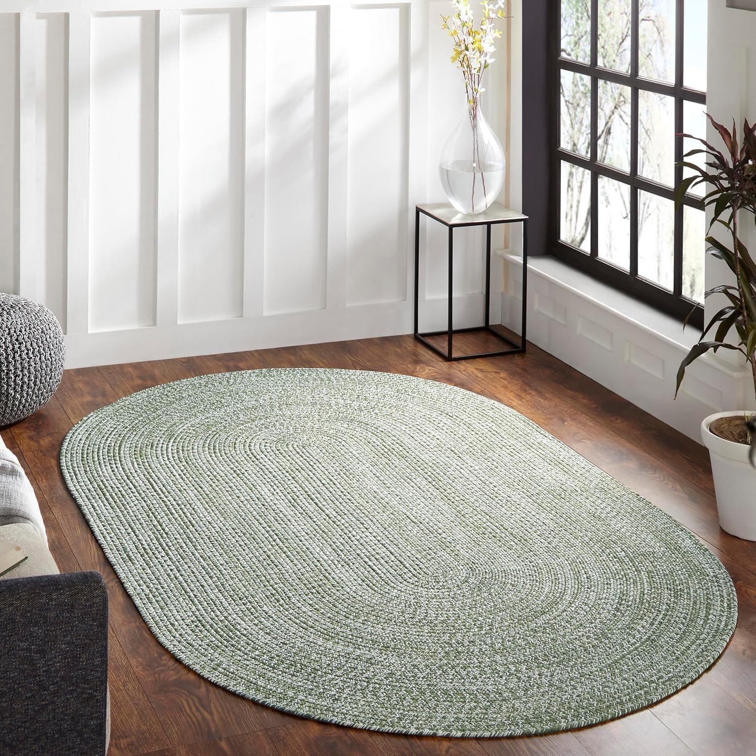 imageSuperior IndoorOutdoor Area Rug DualTone Reversible Braided Floor Decor for Patio Front Porch Entryway Living Room Office Nursery Artistic Home 5 x 8 Fog GreenWhiteGreenwhite