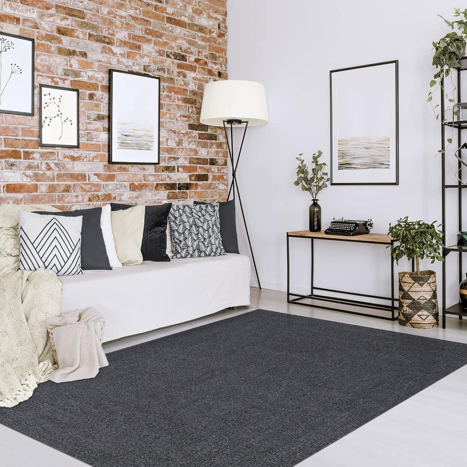 imageSuperior IndoorOutdoor Area Rug DualTone Reversible Braided Floor Decor for Patio Front Porch Entryway Living Room Office Nursery Artistic Home 5 x 8 Fog GreenWhiteCharcoal