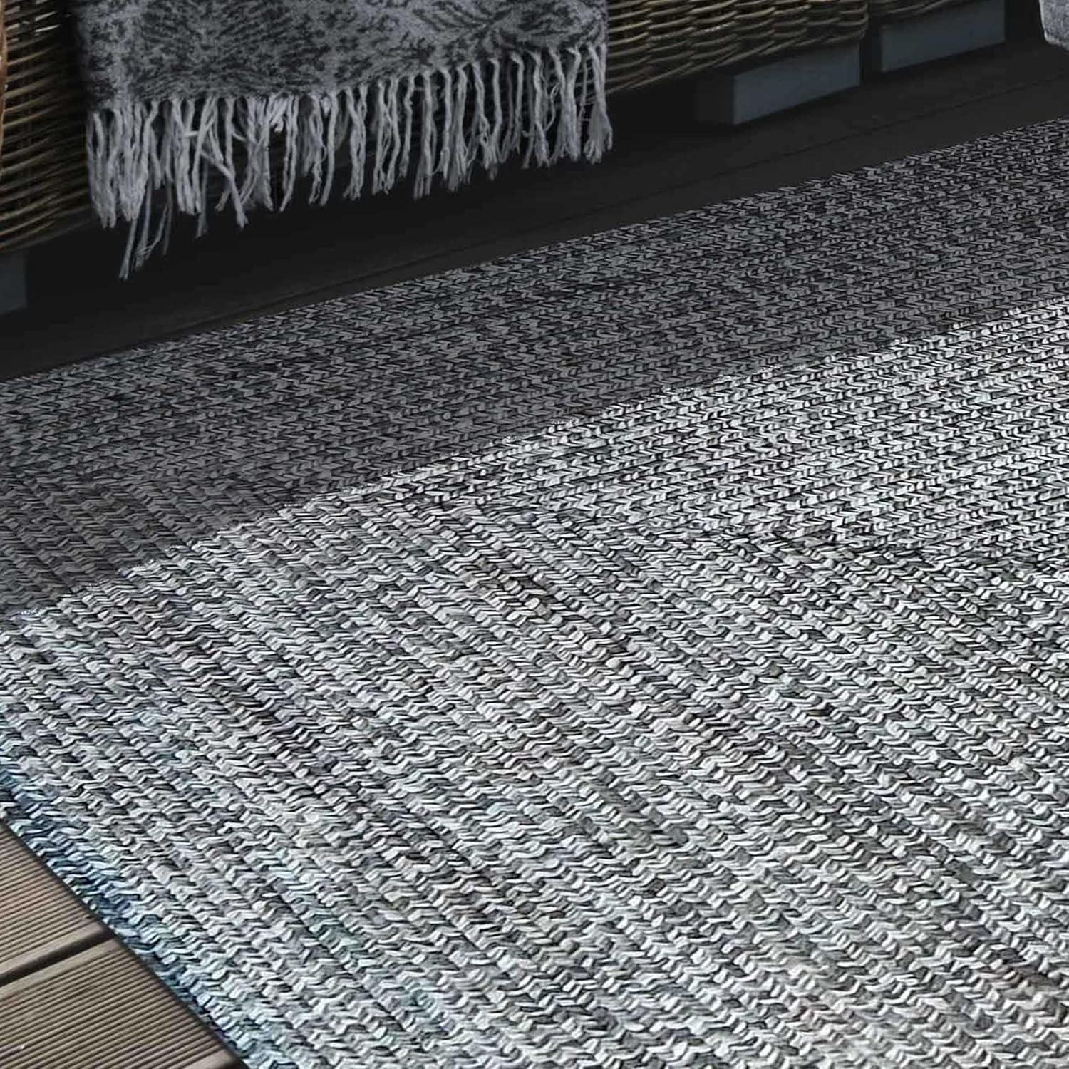 imageSuperior IndoorOutdoor Area Rug DualTone Reversible Braided Floor Decor for Patio Front Porch Entryway Living Room Office Nursery Artistic Home 5 x 8 Fog GreenWhiteSlatewhite